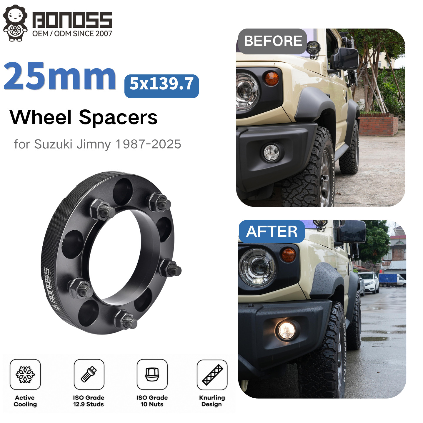 25mm BONOSS Forged 5X139.7 CB108.1 Wheel Spacers for Suzuki Jimny 1987-2025