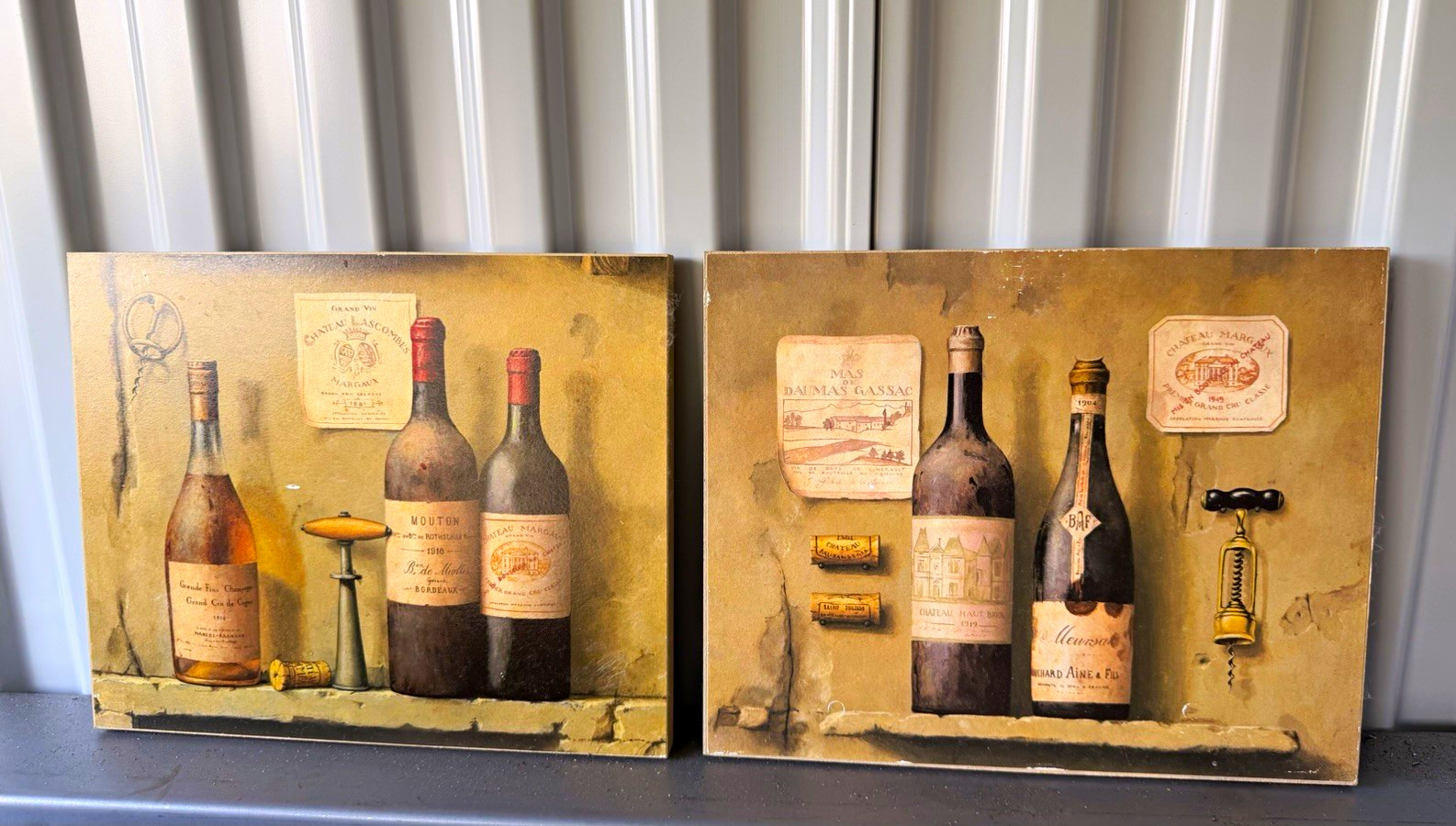 Vintage French Wine Wall Art Set Of Two