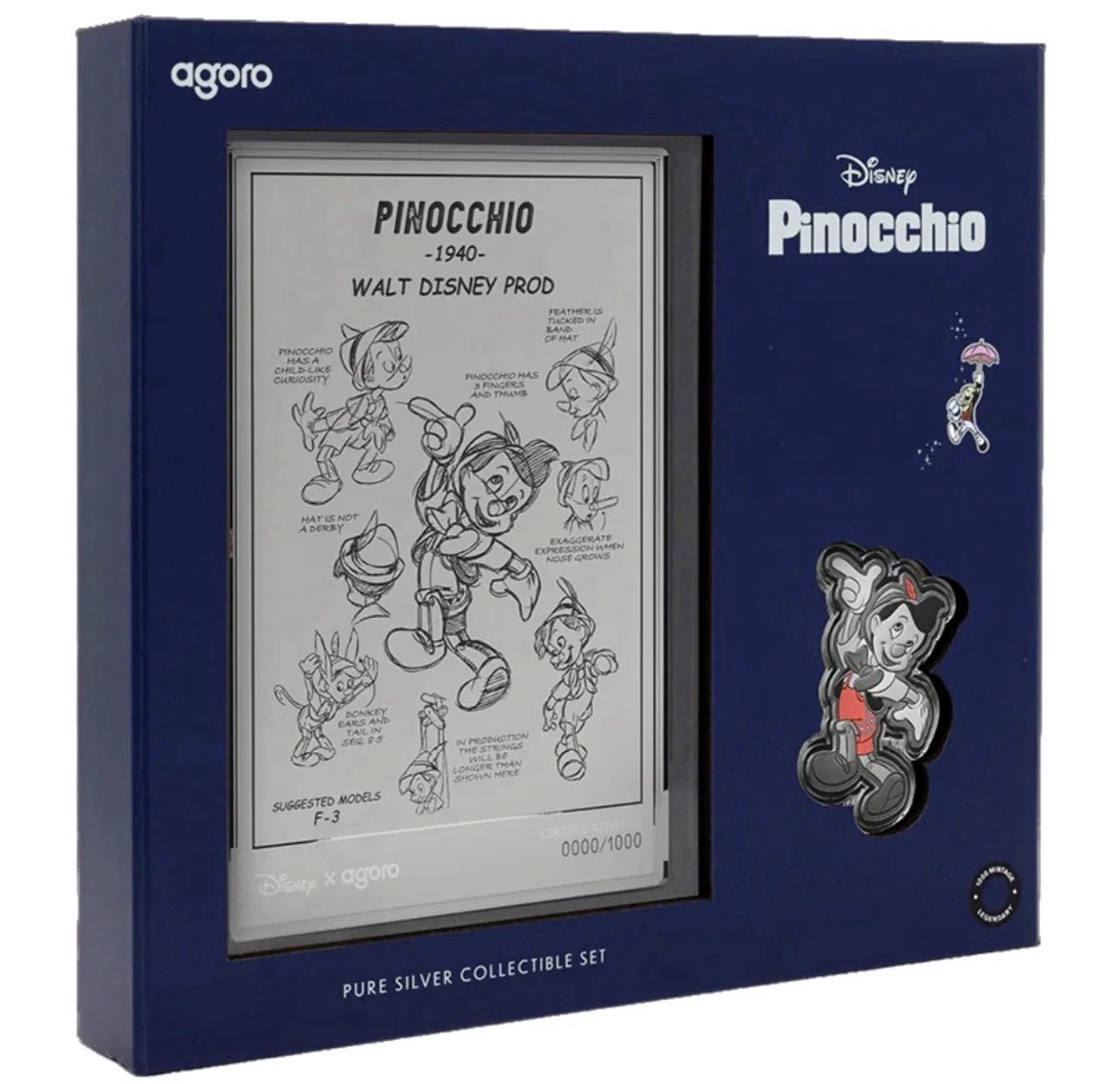 2026 Agoro Disney Pinocchio 3/4oz Silver Coin + 5g Silver Foil Boxed Set NEW 2026 Agoro Disney Pinocchio 3/4oz Silver Coin + 5g Silver Foil Boxed Set NEW