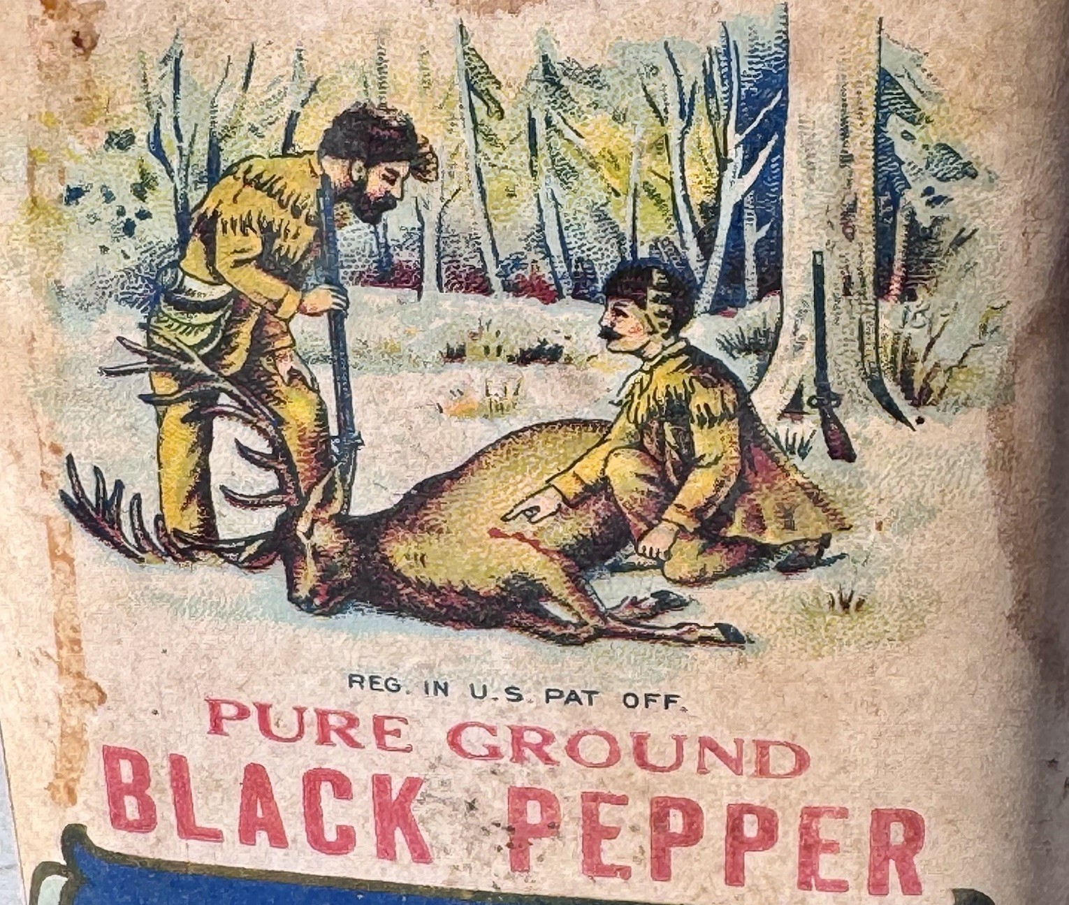Antique Nave-McCord Mercantile Company Black Pepper Tin Elk Hunting Scene