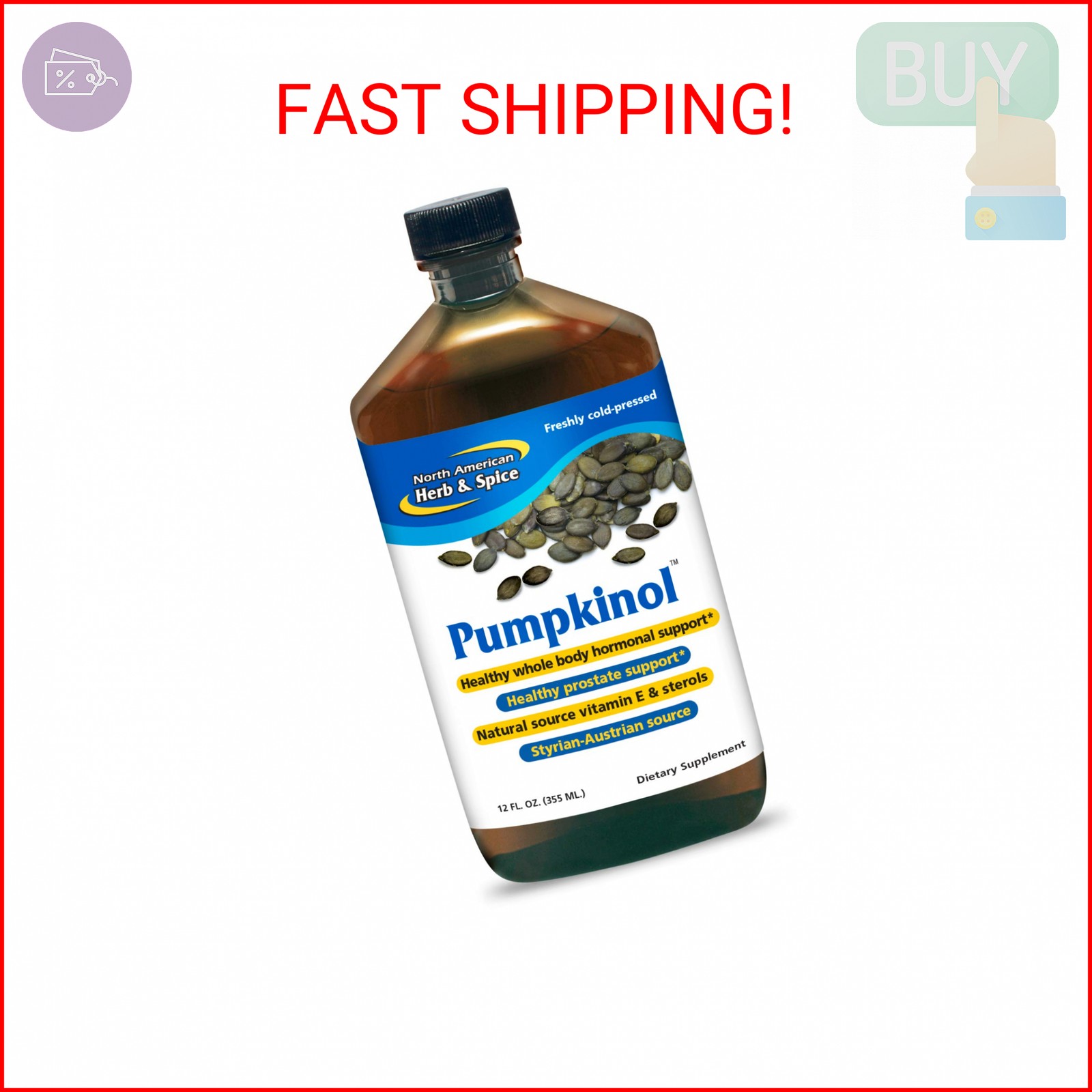 NORTH AMERICAN HERB & SPICE Pumpkinol - 12 fl. oz. - Healthy Hormone & Prostate