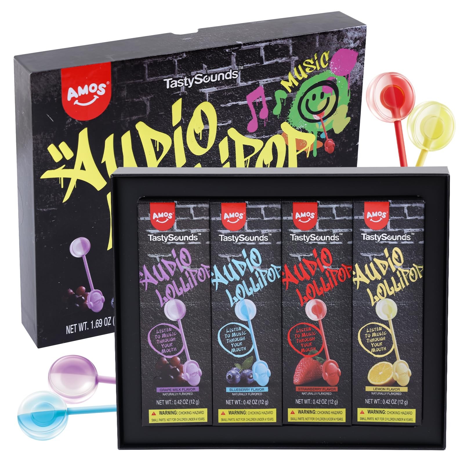 AMOS Music Lollipop Candy Suckers – TastySounds Pack of 1, Hip Hop(1-Pack) AMOS Music Lollipop Candy Suckers – TastySounds Pack of 1, Hip Hop(1-Pack)