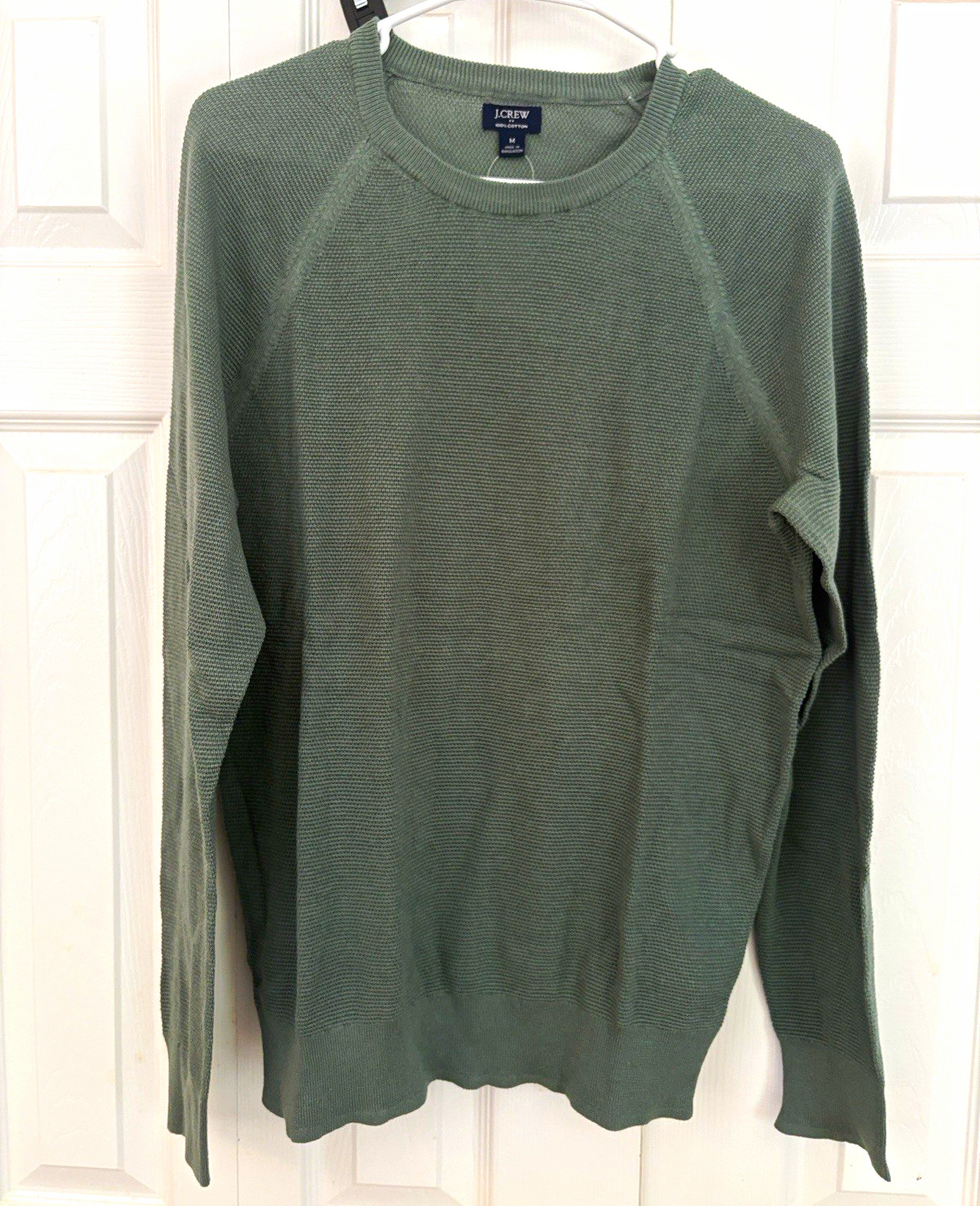 J.CREW Men’s Green Cotton Knit Solid Crew Neck Pullover Sweater M J.CREW Men’s Green Cotton Knit Solid Crew Neck Pullover Sweater M