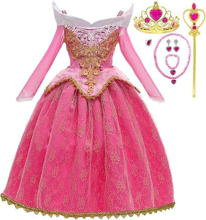 Aurora Inspired Costume Dress for Girls – Complete Set with Accessories Aurora Inspired Costume Dress for Girls – Complete Set with Accessories