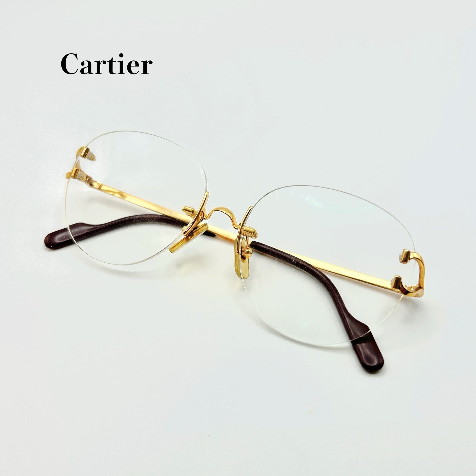 Vintage 90s Cartier Paris eyeglasses frames gold filled rimless 135 2204848