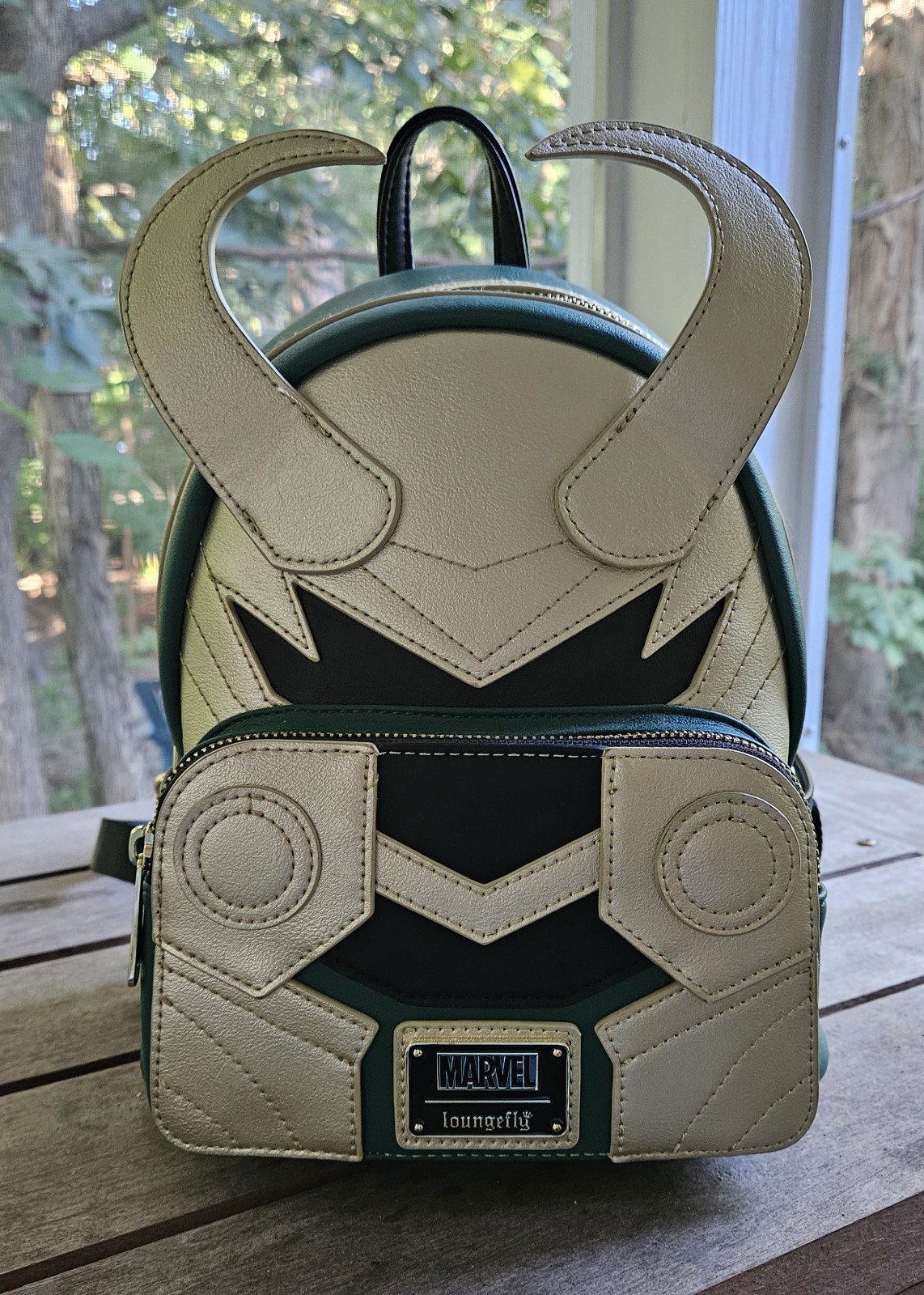 Loungefly Marvel Loki Metallic Cosplay Mini Backpack Gold Horns NWT Loungefly Marvel Loki Metallic Cosplay Mini Backpack Gold Horns NWT