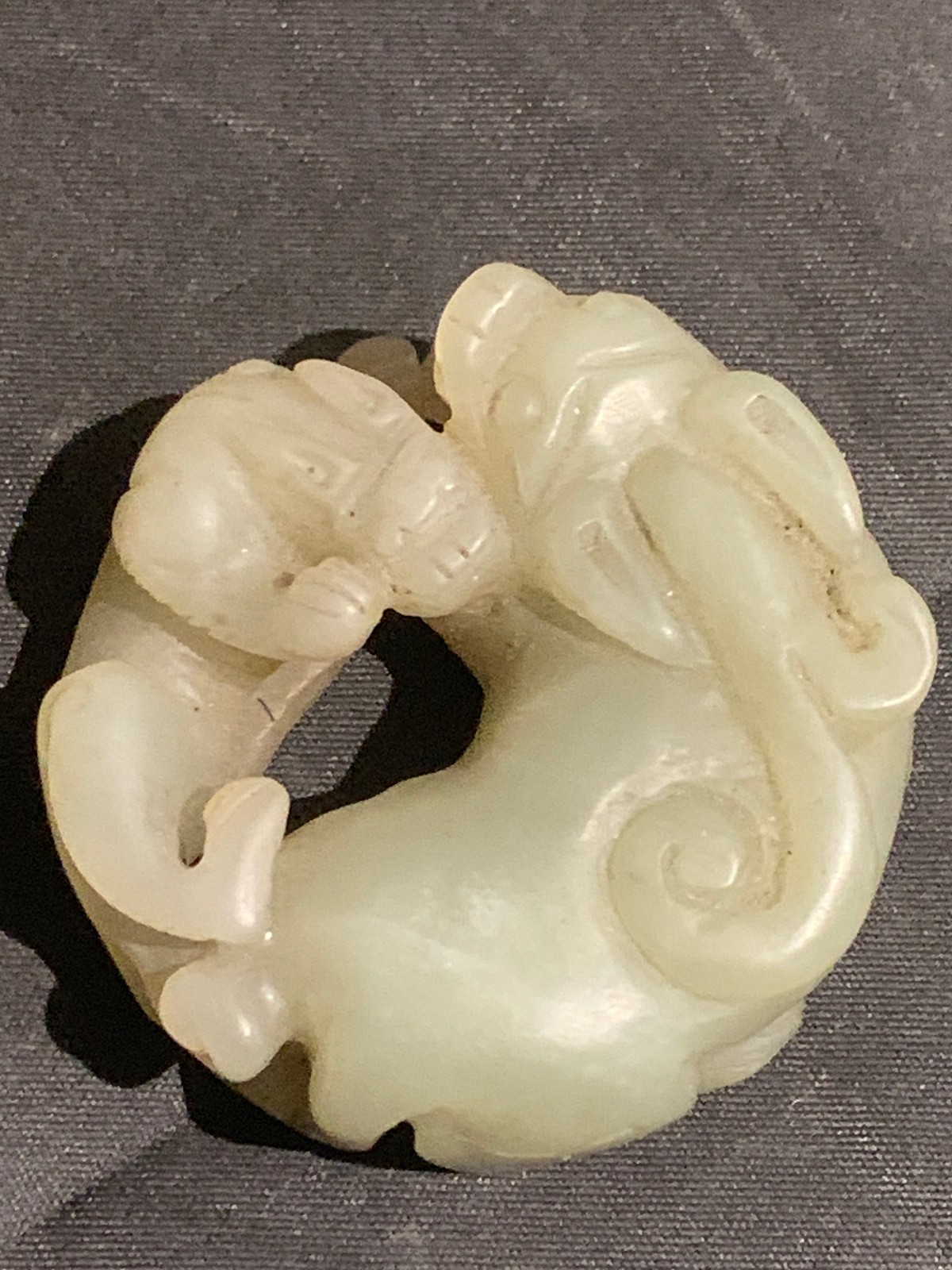 Unique Excellent Chinese Natural Hetian Jade Hand Carved *2 Beast PiXius* Statue