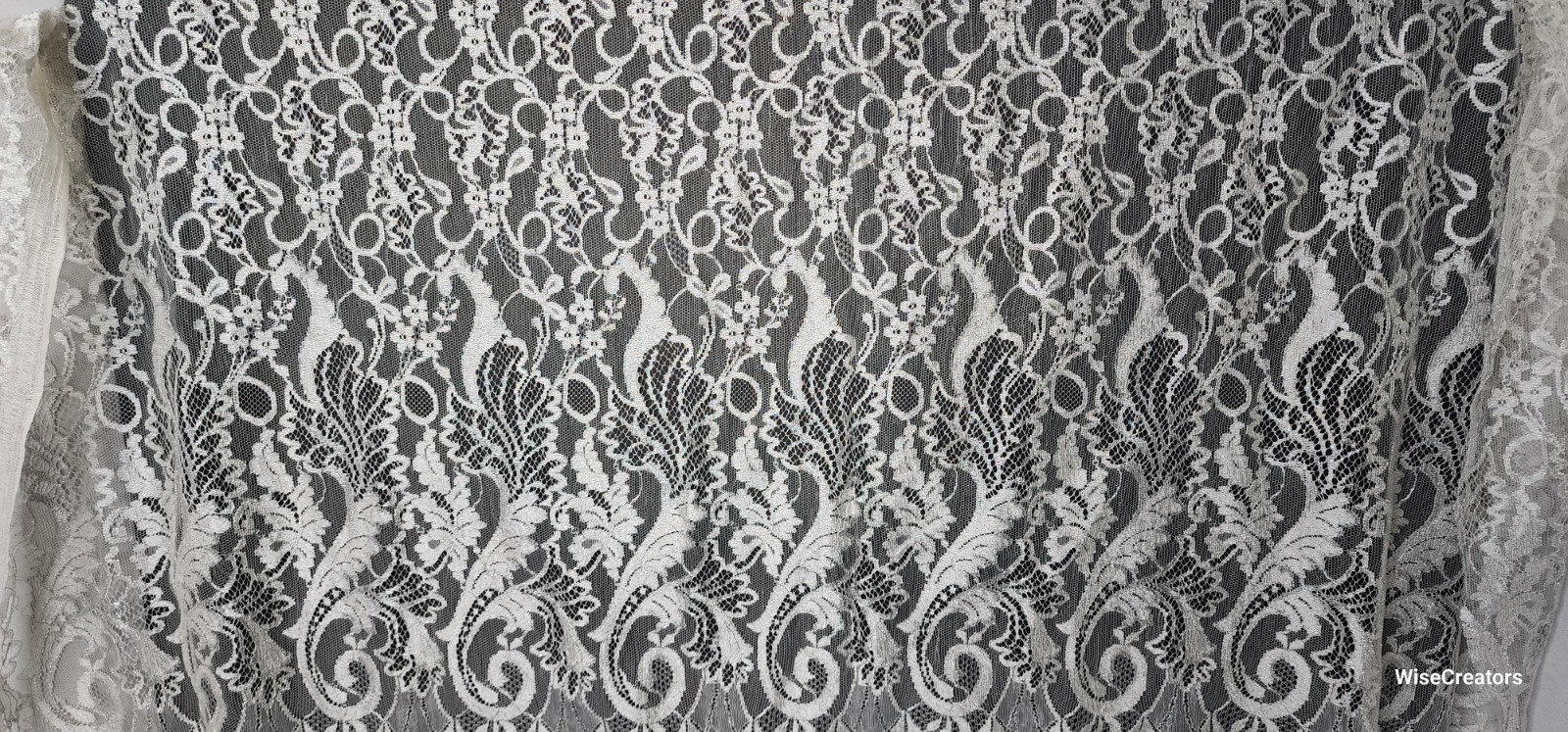 Vintage Solstiss French Lace 4+ Yards Off White Silver Couture Bridal