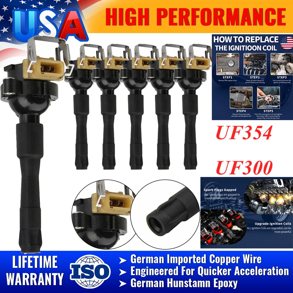 UF354 Ignition Coil 6 Pack For BMW 323Ci 323i 325Ci 2.5L L6 M3 M5 X5 E46 E39 E36