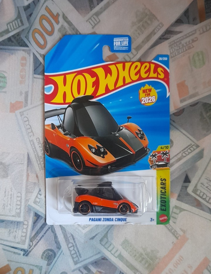 Hot Wheels Exoticars Pagani Zonda Cinque 1:64 Diecast Orange/Black 2026 Hot Wheels Exoticars Pagani Zonda Cinque 1:64 Diecast Orange/Black 2026