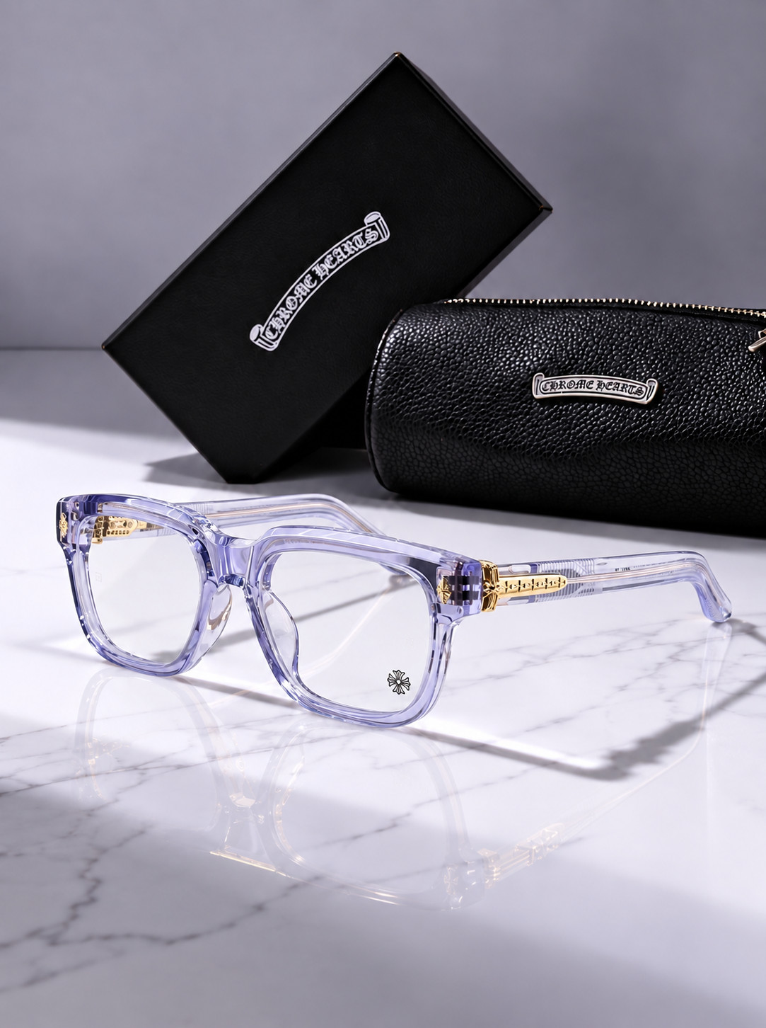 Chrome Hearts Square Eyeglass Frames Clear Lens Multiple Colors