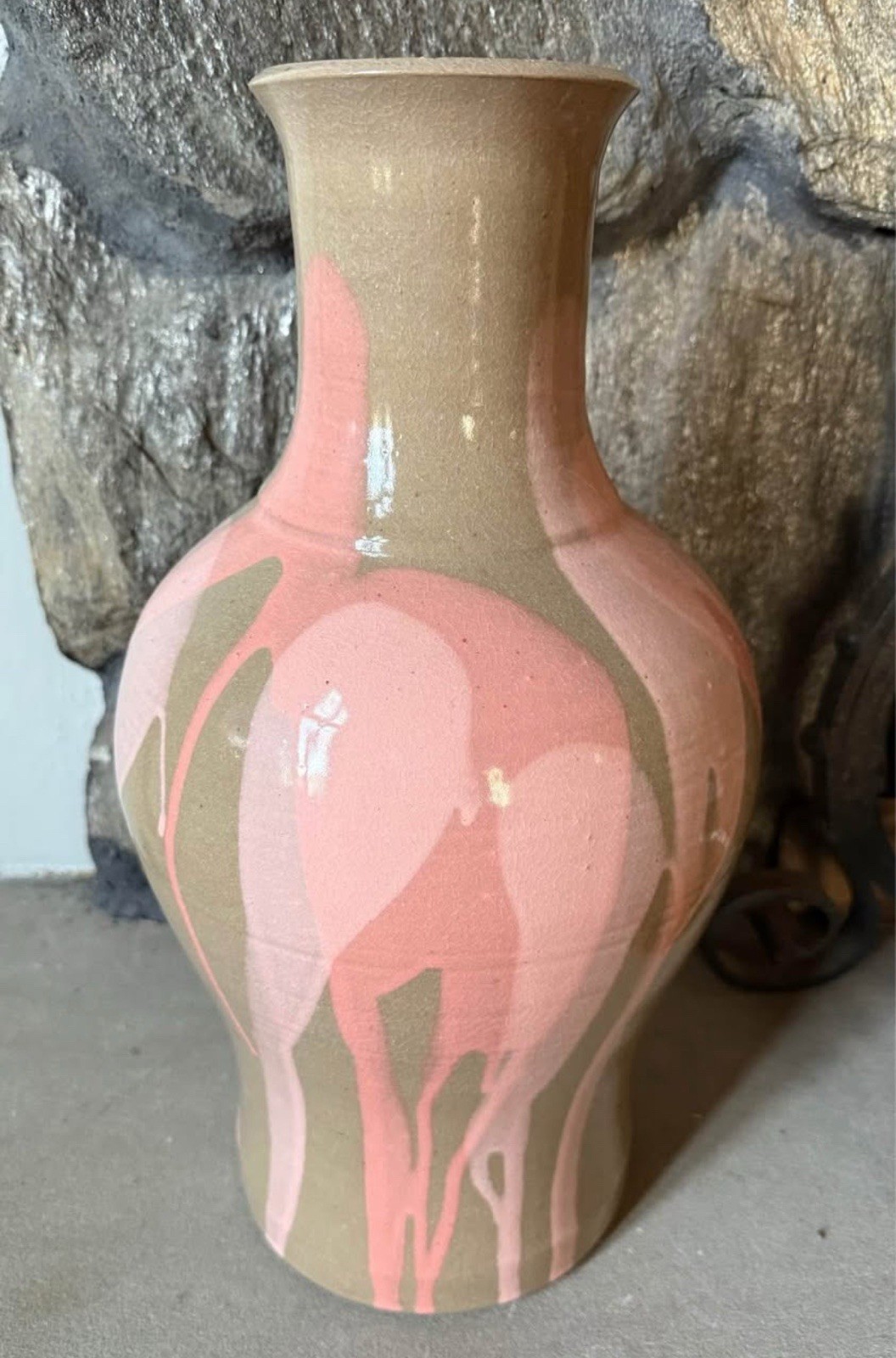 Vtg Signed Roy Hamilton Art Pottery Large Urn Vase 1980s Postmodern Pink Splash Vtg Signed Roy Hamilton Art Pottery Large Urn Vase 1980s Postmodern Pink Splash
