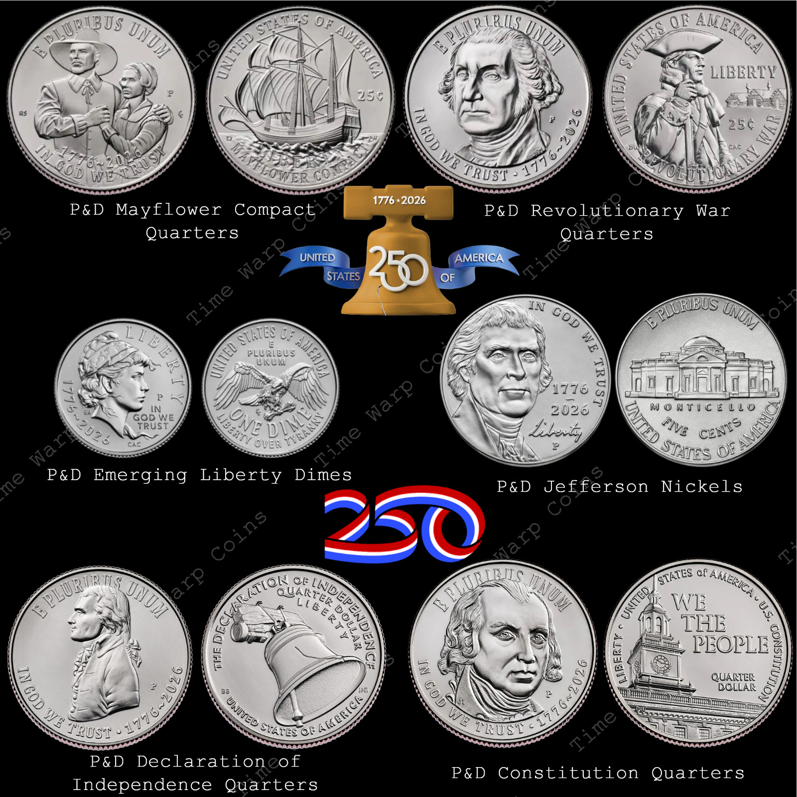 2026 P&D BU SemiQ All Released Quarters - Dimes - Nickels 12 Coins in Capsules 2026 P&D BU SemiQ All Released Quarters - Dimes - Nickels 12 Coins in Capsules