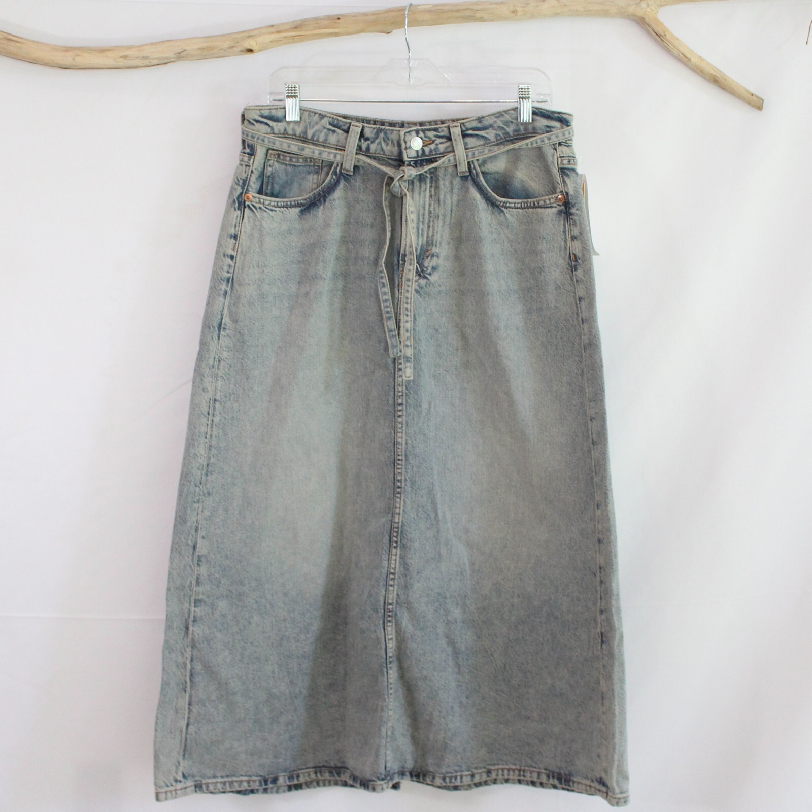 NWT H&M Long Modest Pale Blue Jean Skirt Size XS - XXL Denim Maxi Back Slit