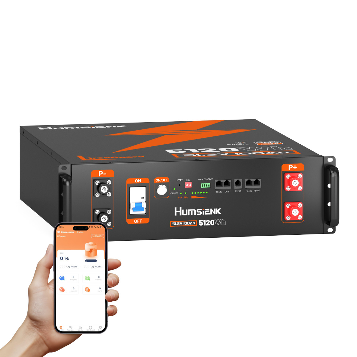 Humsienk 48V 100Ah 5120Wh LiFePO4 Battery 3U Server Rack Battery Home Backup