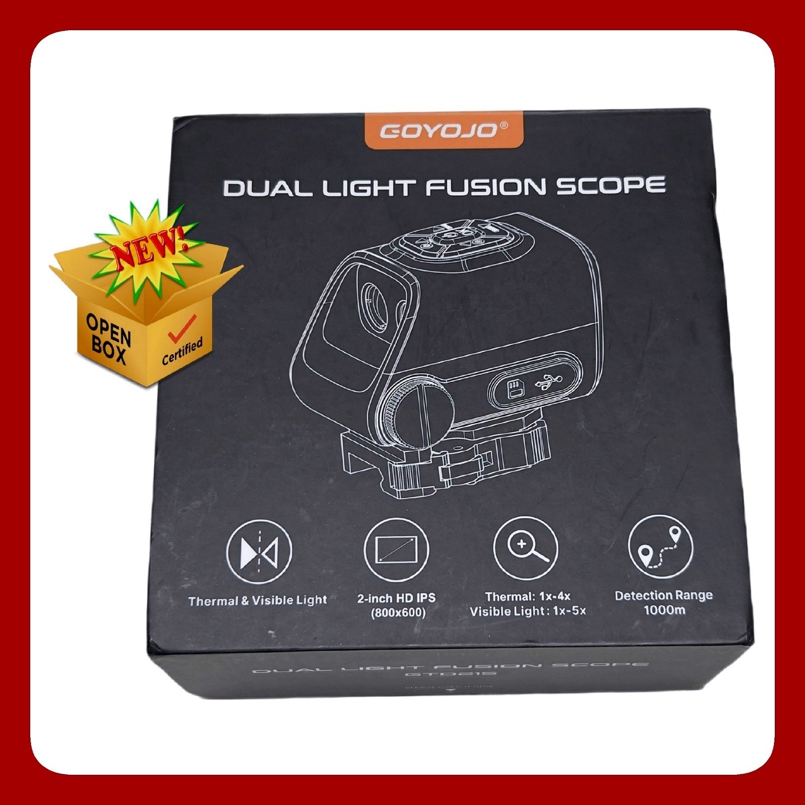 GOYOJO GTD215 Dual Light Fusion Scope Thermal Visible Night Vision 1000m Range