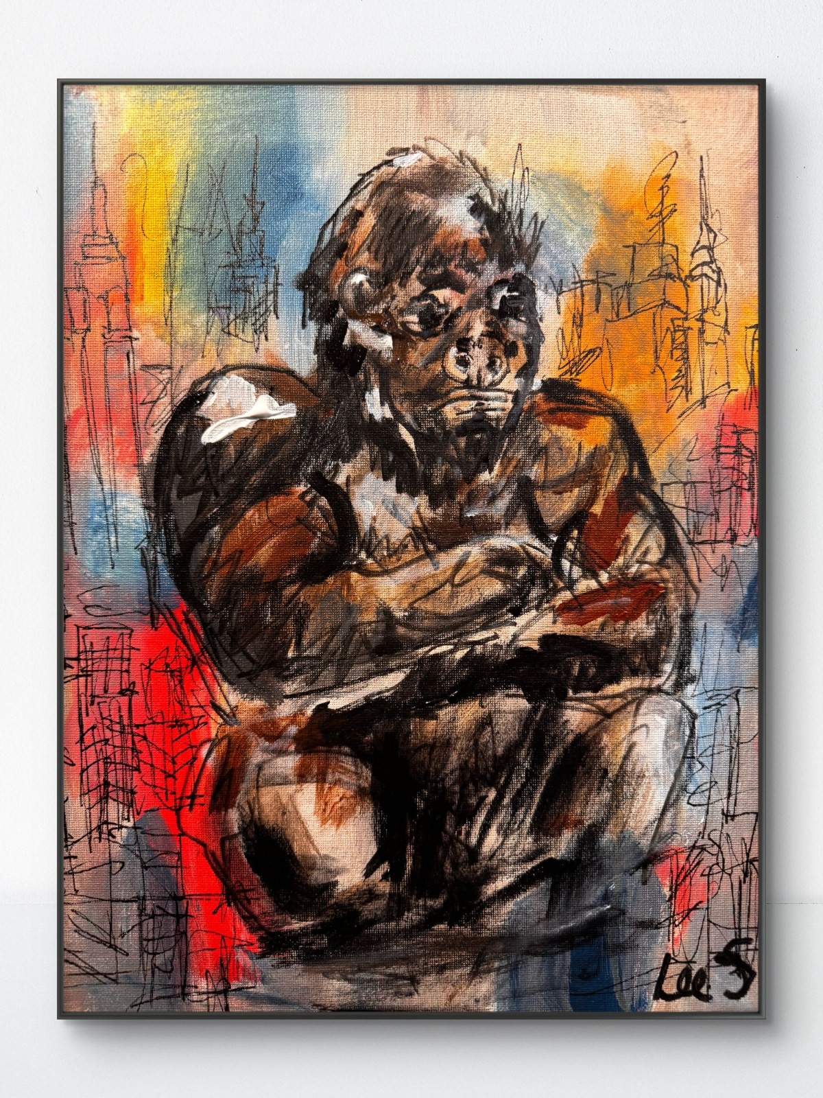SAMATOWIC Original Acrylic 12x16 Expressionist King Kong City Painting Signed