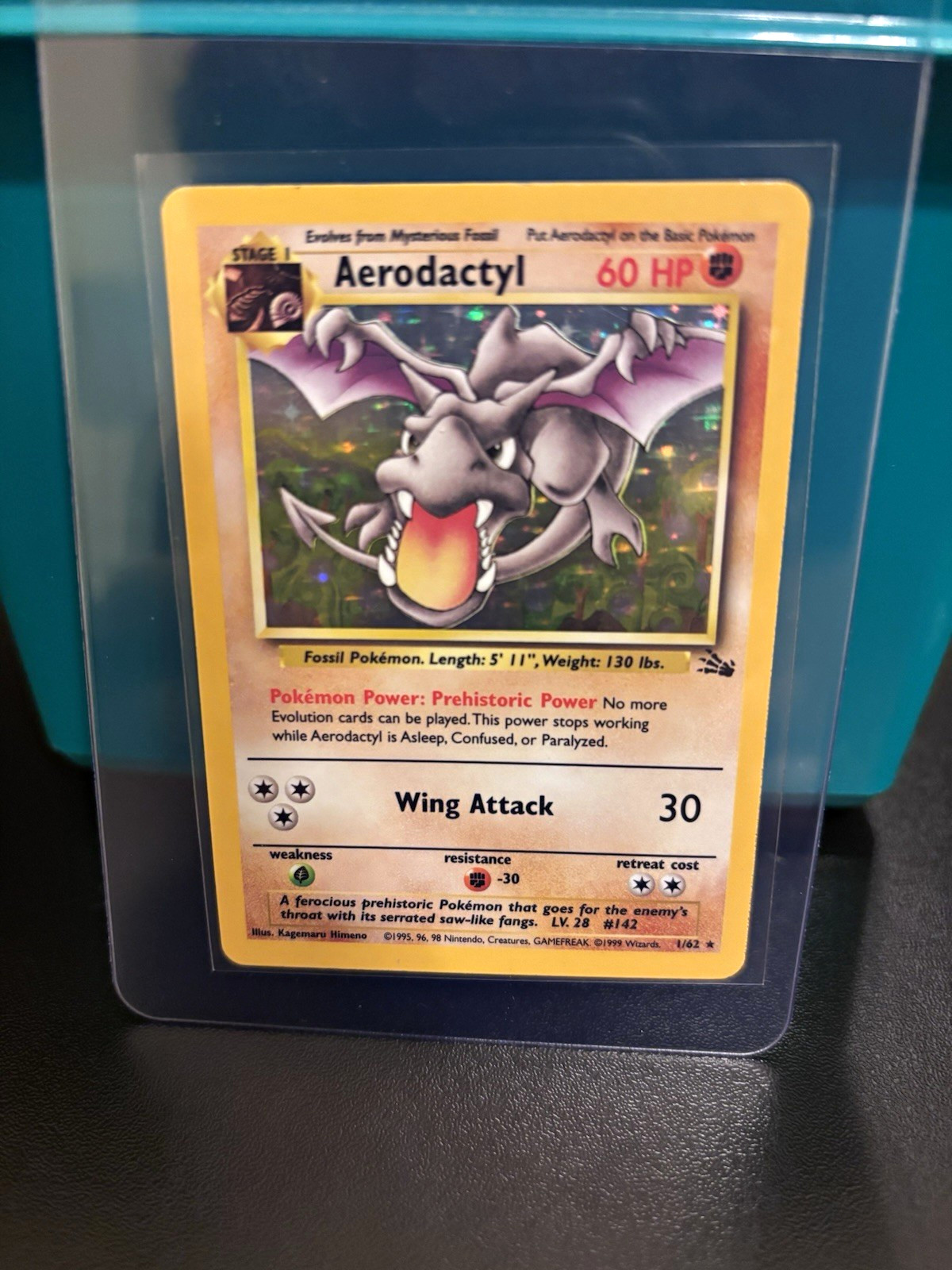 Wizards of the Coast Pokemon TCG Aerodactyl Fossil Holo Rare 1/62 60 HP English Wizards of the Coast Pokemon TCG Aerodactyl Fossil Holo Rare 1/62 60 HP English
