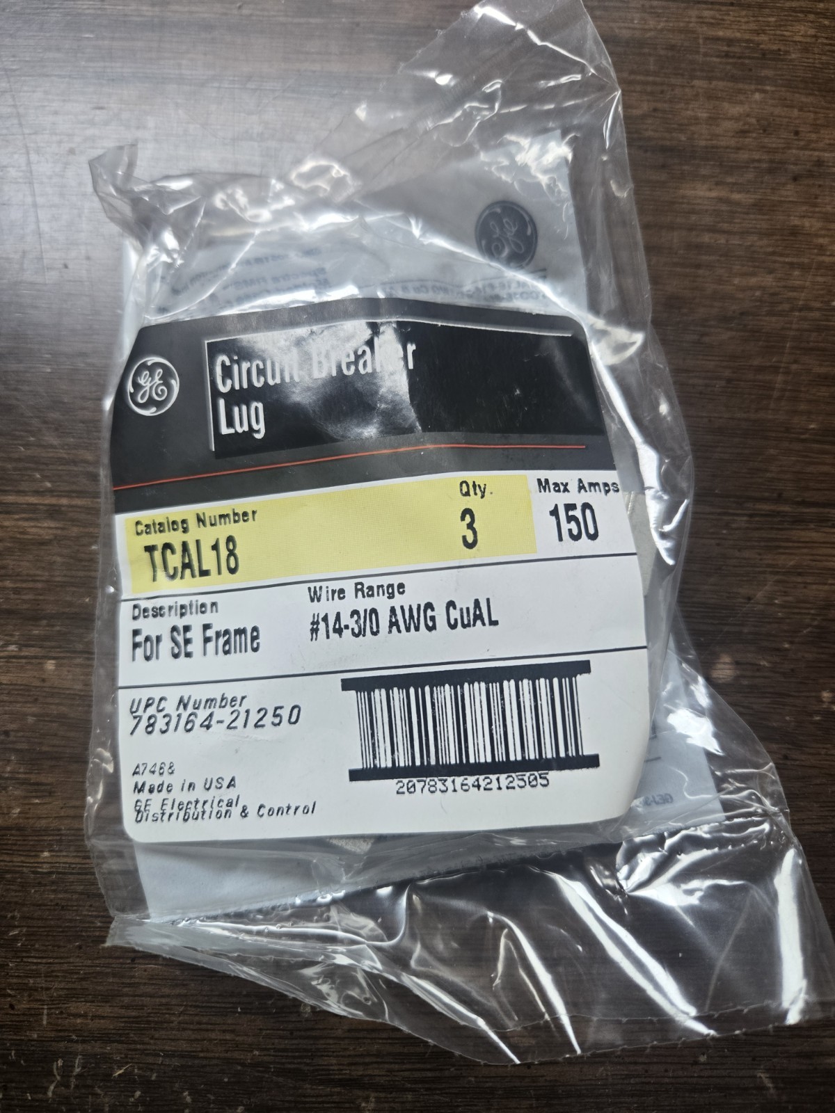 TCAL18 GE NEW 3 PACK OF LUGS 1 PRICE (192 PACKS AVAILABLE) TCAL18 GE NEW 3 PACK OF LUGS 1 PRICE (192 PACKS AVAILABLE)
