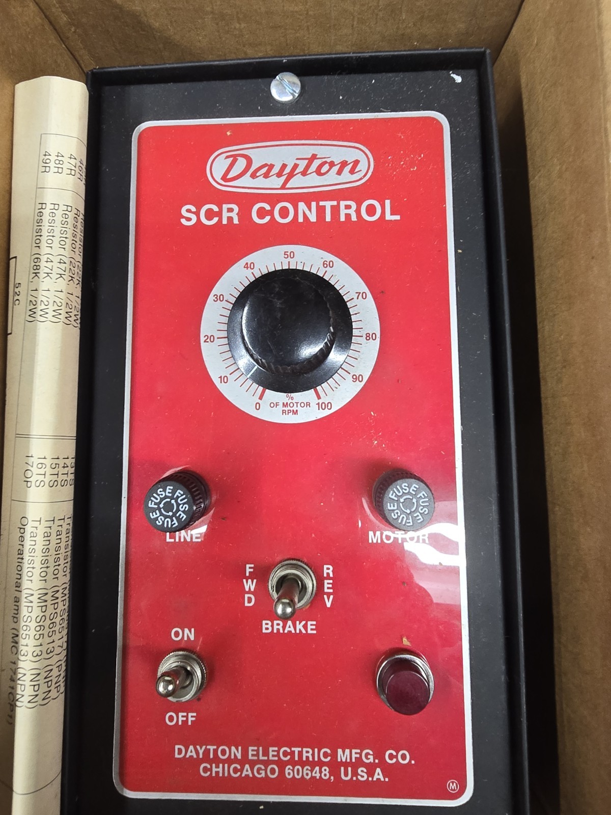 DAYTON SCR CONTROL DC DRIVE 1 PHASE MODEL 6X165 115 V 1/35-1/16 HP OAL 9\ DAYTON SCR CONTROL DC DRIVE 1 PHASE MODEL 6X165 115 V 1/35-1/16 HP OAL 9\