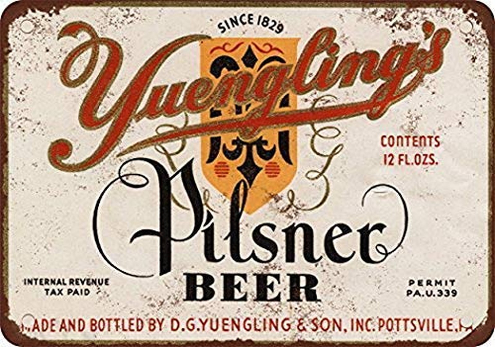 1934 Yuengling\'s Pilsner Beer Vintage Look Reproduction Metal Tin Sign 8X12 I... 1934 Yuengling\'s Pilsner Beer Vintage Look Reproduction Metal Tin Sign 8X12 I...