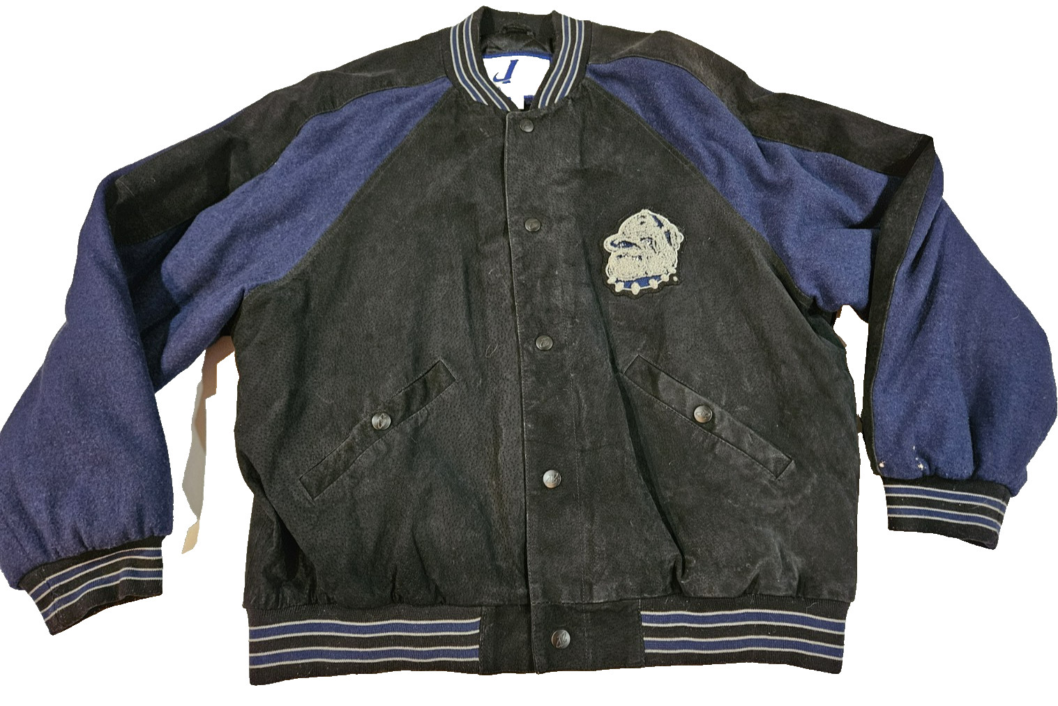 VTG Georgetown Hoyas Logo Athletic Wool Velour Bomber Jacket Extra Large NCAA VTG Georgetown Hoyas Logo Athletic Wool Velour Bomber Jacket Extra Large NCAA