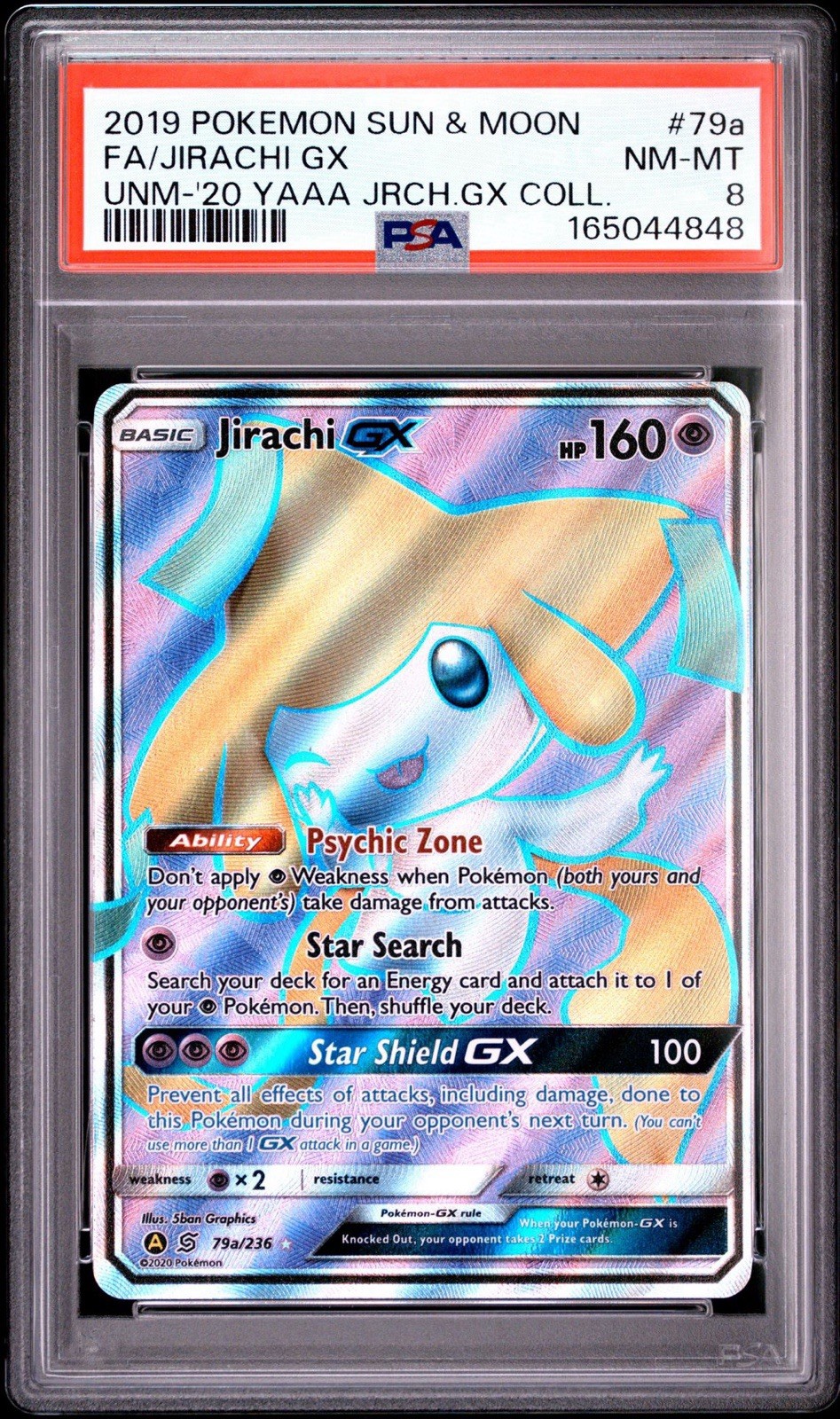 2019 Pokemon Sun & Moon Unified Minds FA Full Art Holo JIRACHI GX #79a/236 PSA 8 2019 Pokemon Sun & Moon Unified Minds FA Full Art Holo JIRACHI GX #79a/236 PSA 8