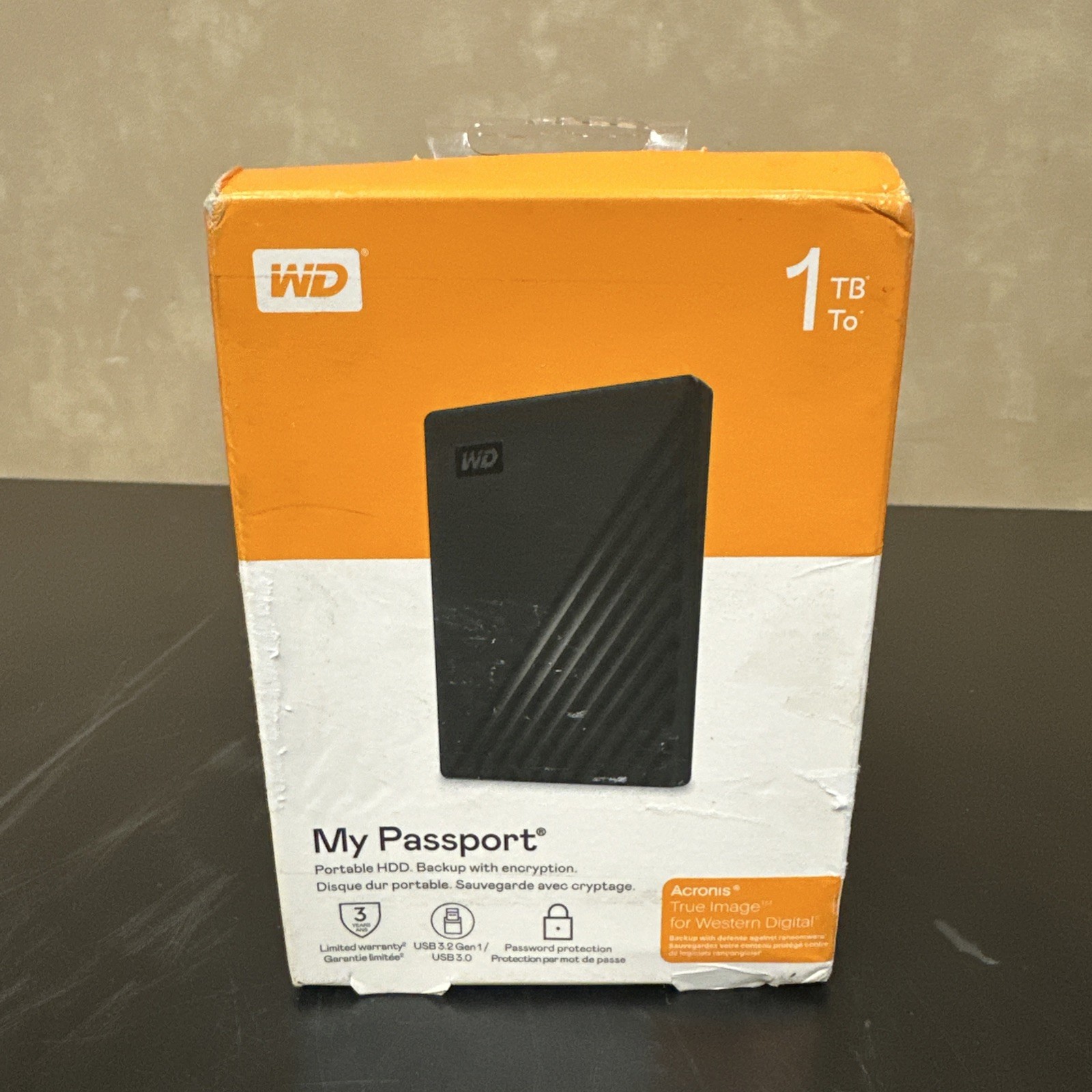 WD - My Passport 1TB External USB 3.0 Portable Hard Drive WDBYVG0010BBK Black