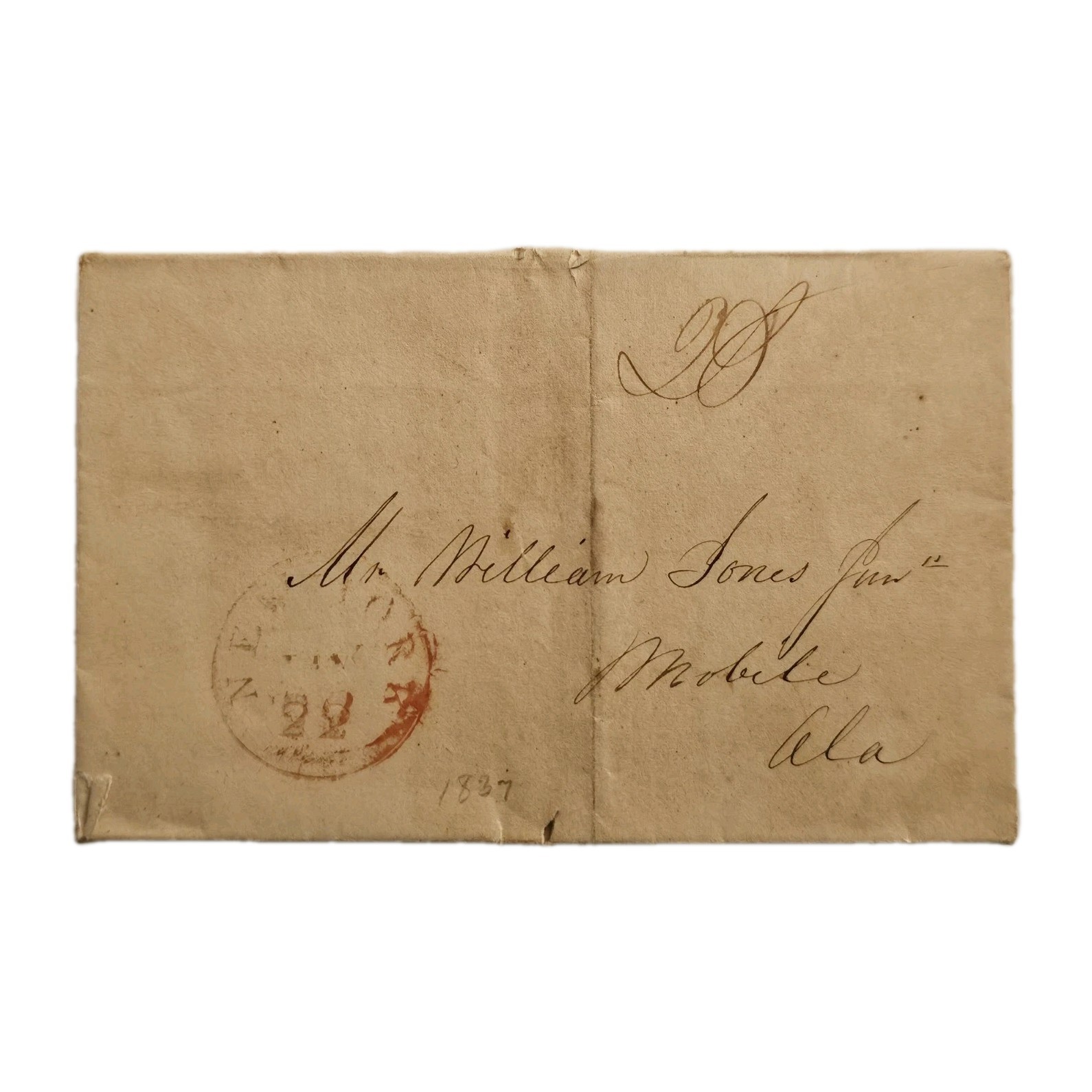 1837 Stampless Letter New York to Mobile Alabama – Antebellum Merchant Finance
