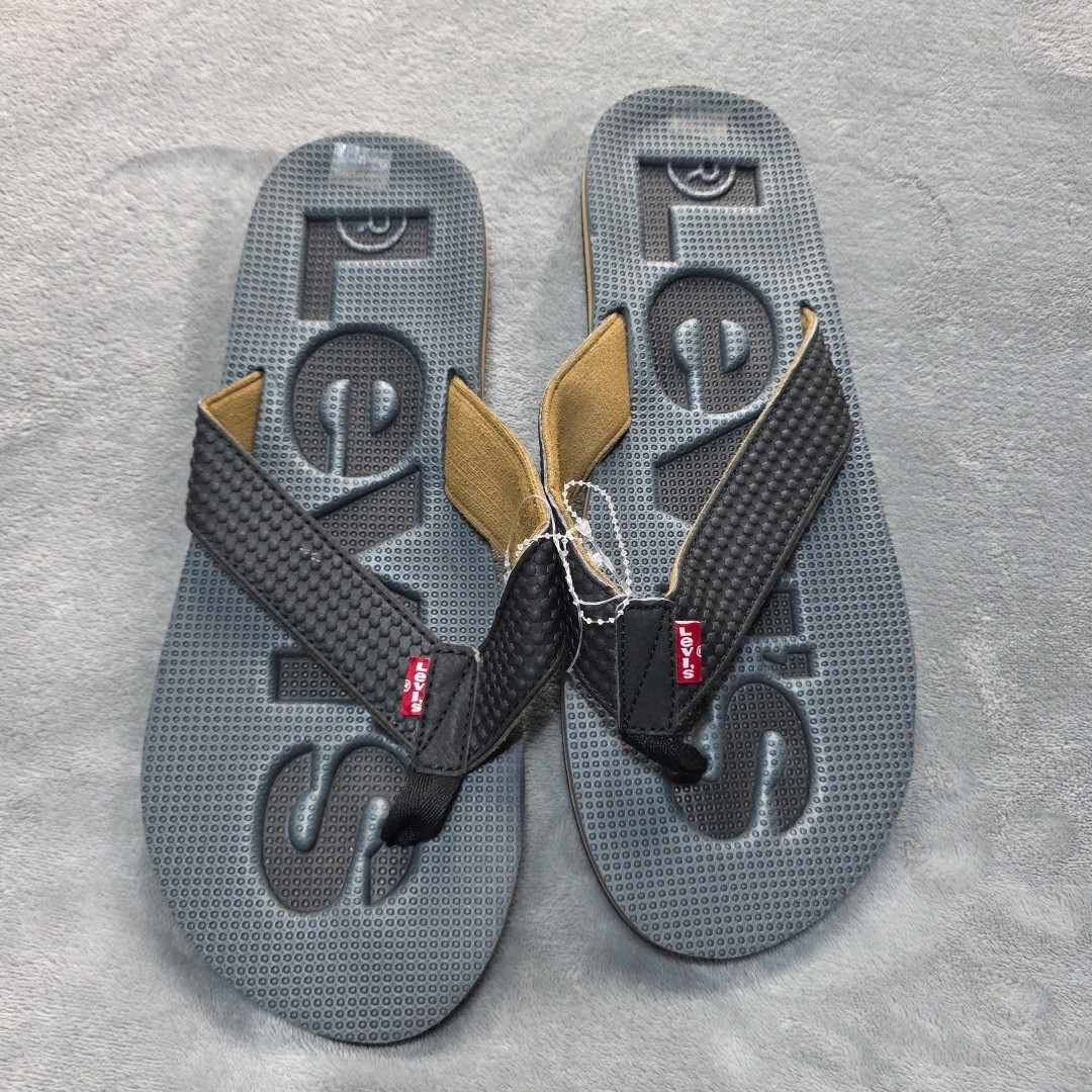 Levi\'s Kyle Sport B Men\'s Flip Flops Size 12 Sandals Slides Shoes Black/Tan New Levi\'s Kyle Sport B Men\'s Flip Flops Size 12 Sandals Slides Shoes Black/Tan New