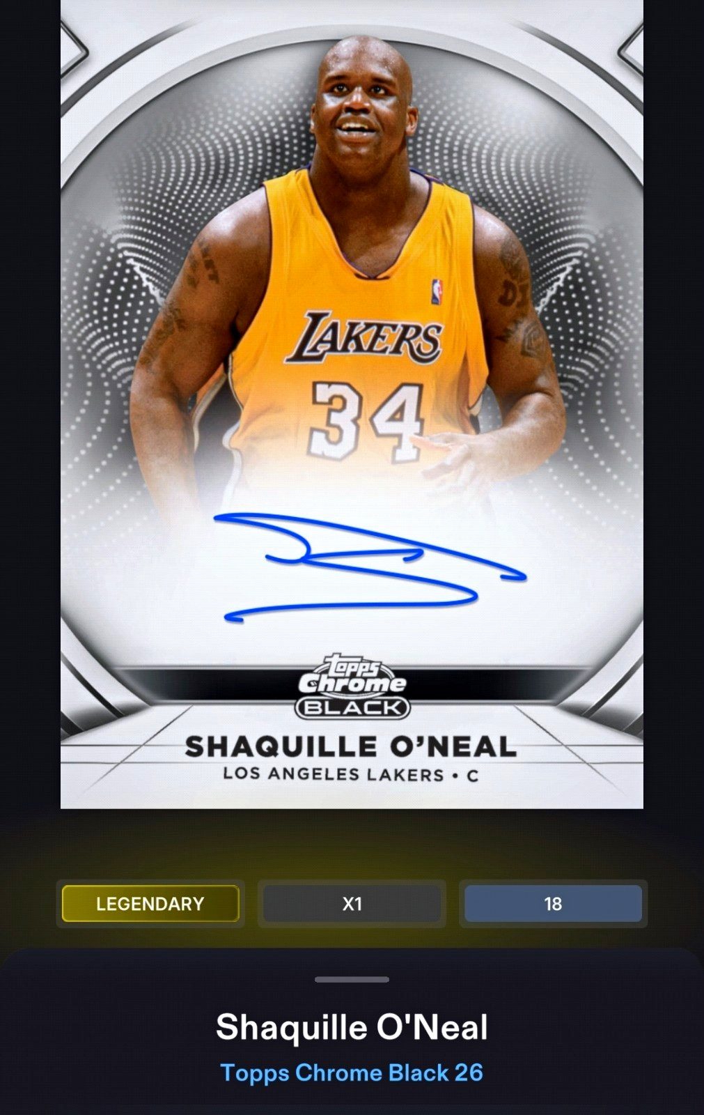 DIGITAL Topps Chrome Black Shaquille O\'Neal Ivory Signatures LEGENDARY Auto /50