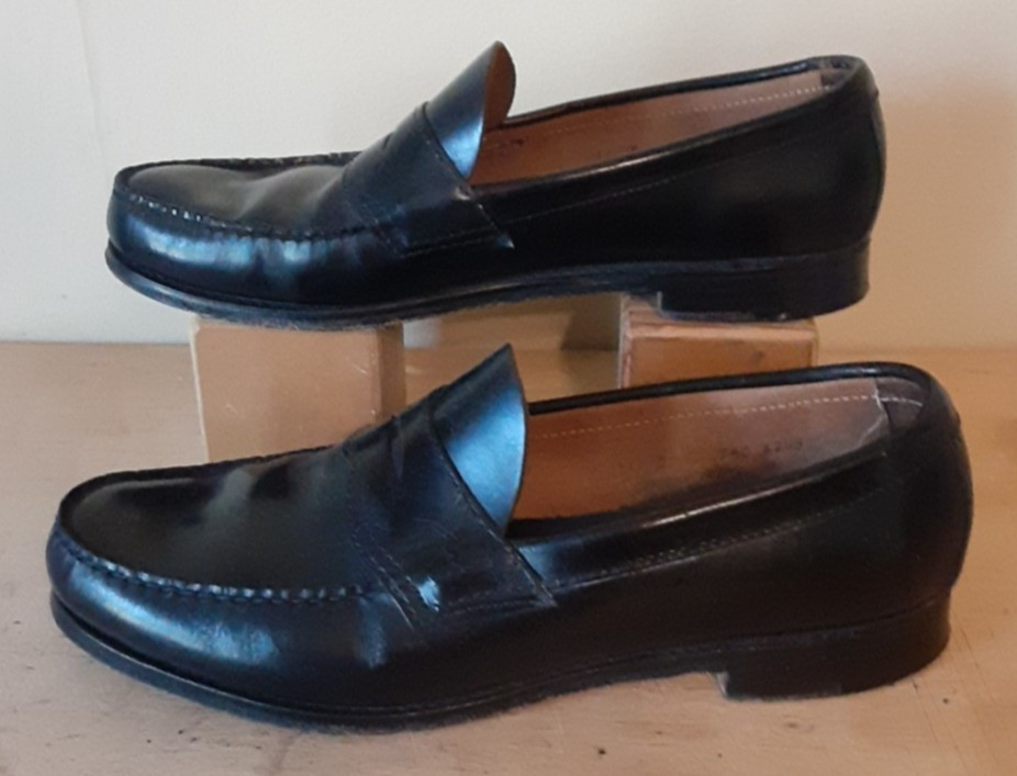 Vtg 60s G.H. Bass & Co. Dress Weejun Penny Loafers Black Leather Made in USA