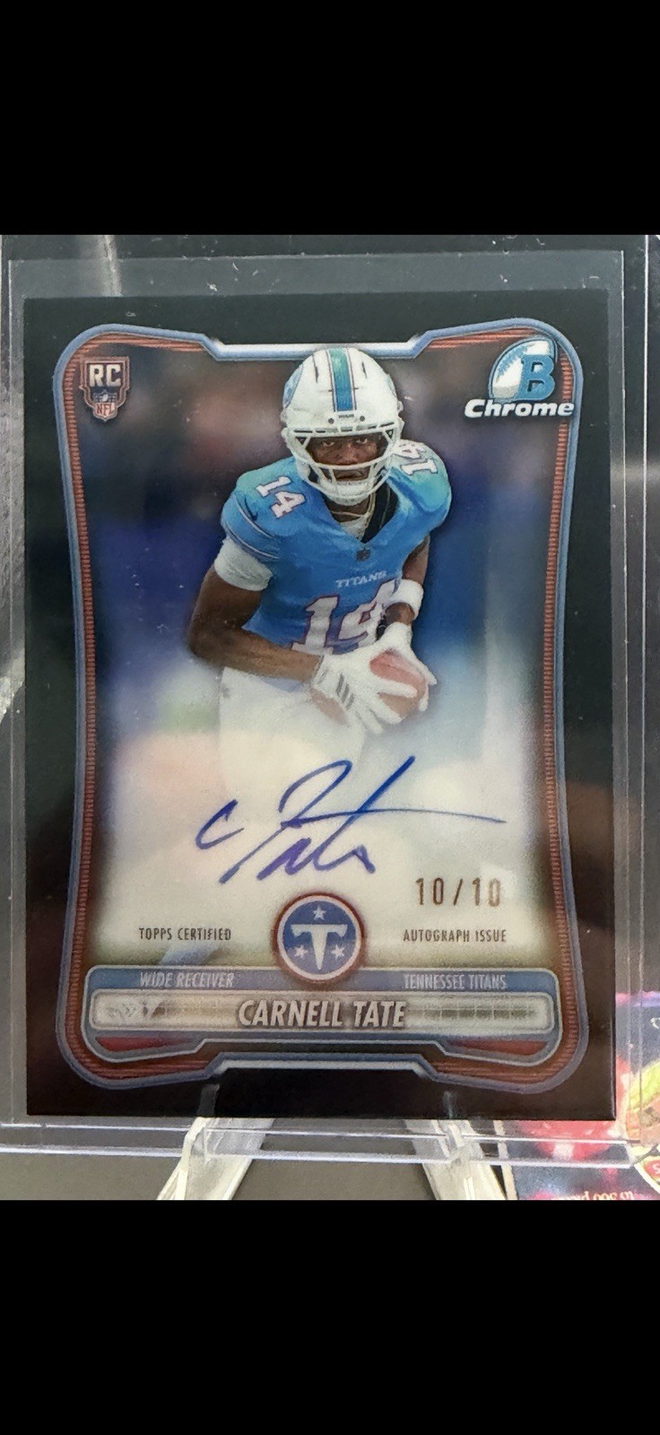 2026 Bowman Chrome Carnell Tate RC Black 10 /10 #BCV-118 Titans 08/10