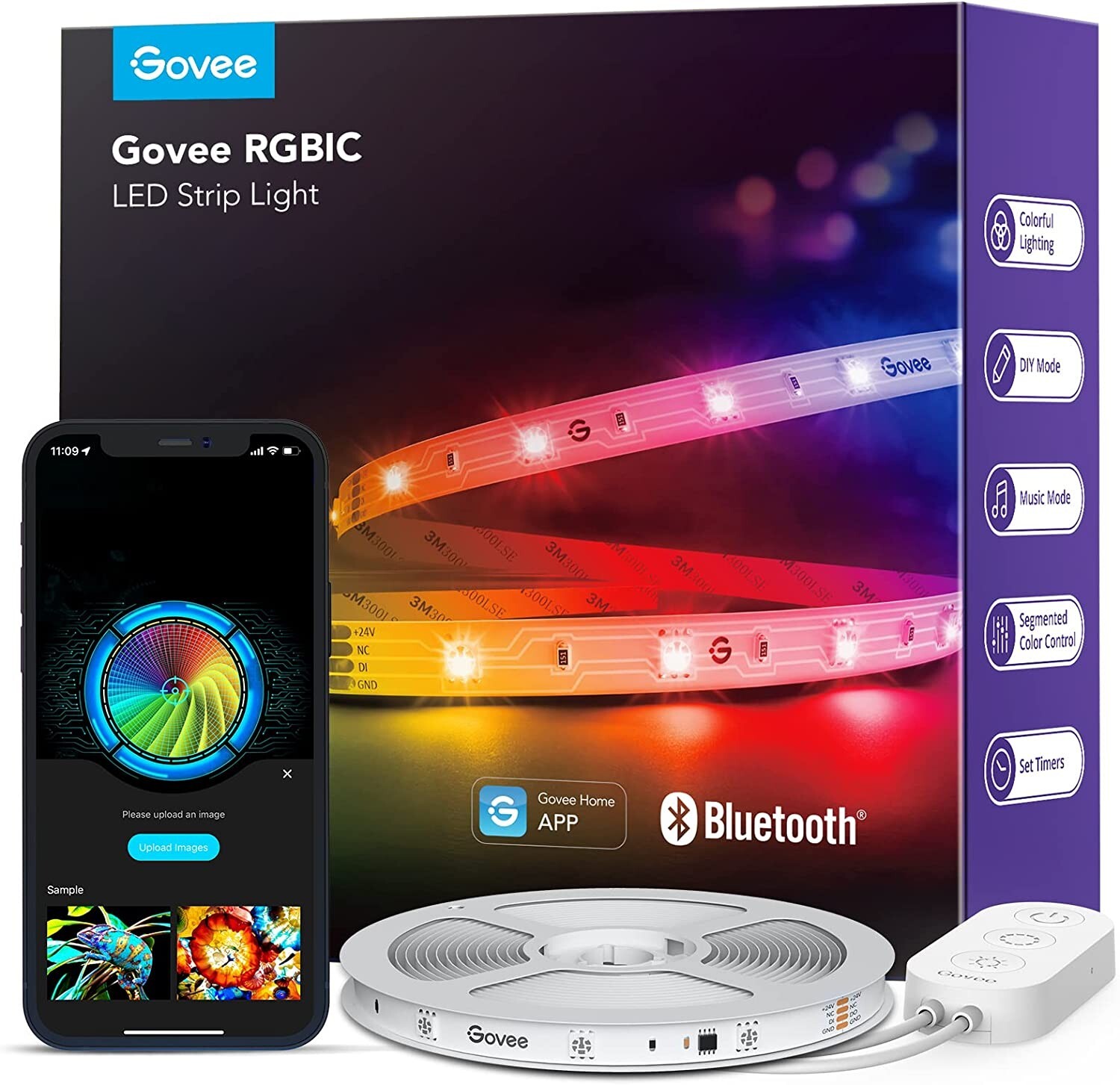 Govee RGBIC LED Strip Lights, 32.8ft Smart LED Lights for Bedroom, Bluetooth LED Govee RGBIC LED Strip Lights, 32.8ft Smart LED Lights for Bedroom, Bluetooth LED