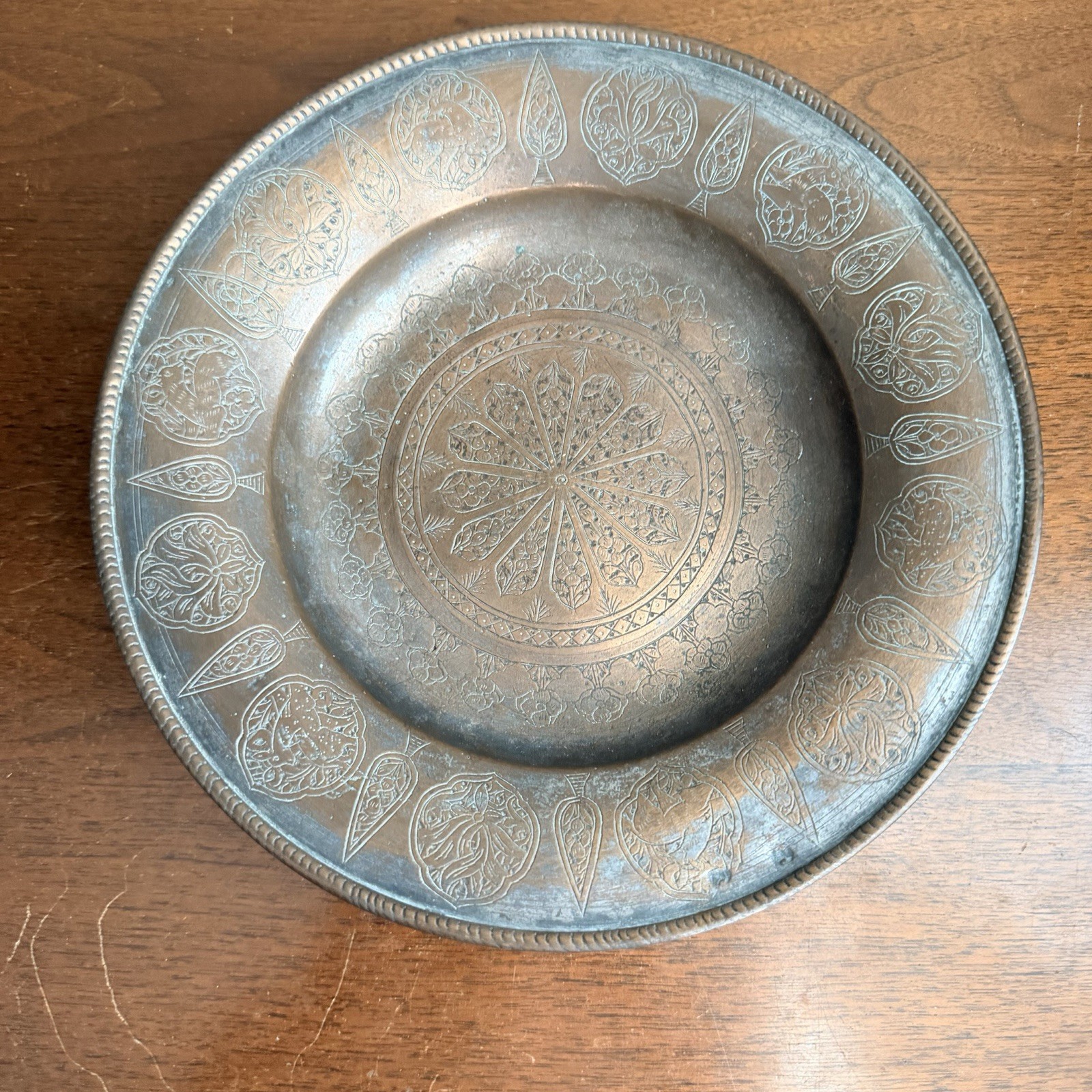 Antique 19th Century Islamic Persian Copper Engraved Plate Artist Sign Antique 19th Century Islamic Persian Copper Engraved Plate Artist Sign