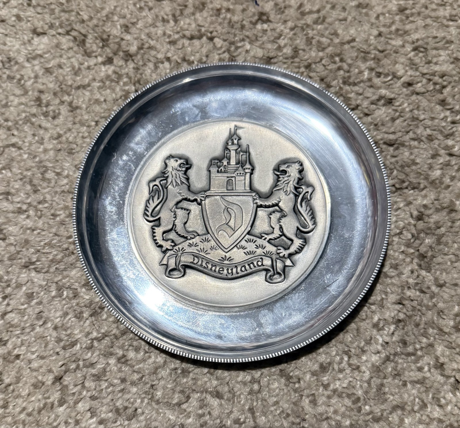 Vintage Disneyland Pewter Souvenir Plate — Walt Disney Productions