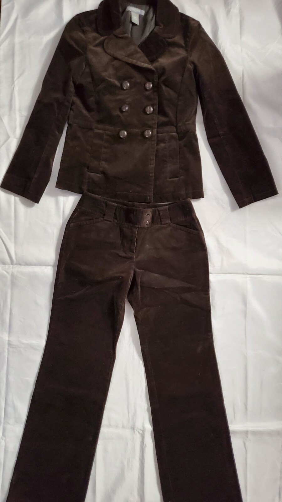 NEW ANN TAYLOR ELEGANT DARK BROWN CORDUROY PANT SUIT SET PETITE SIZE XSP NEW ANN TAYLOR ELEGANT DARK BROWN CORDUROY PANT SUIT SET PETITE SIZE XSP