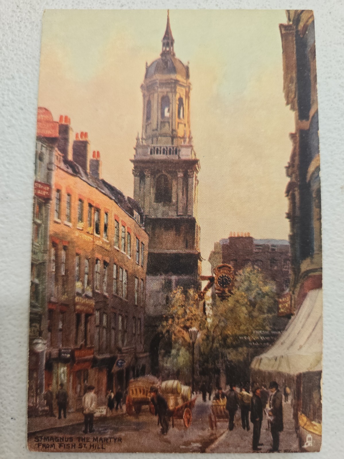 c1910 St. Magnus The Martyr from Fish St. Hill Aquarette Tuck Art Postcard c1910 St. Magnus The Martyr from Fish St. Hill Aquarette Tuck Art Postcard