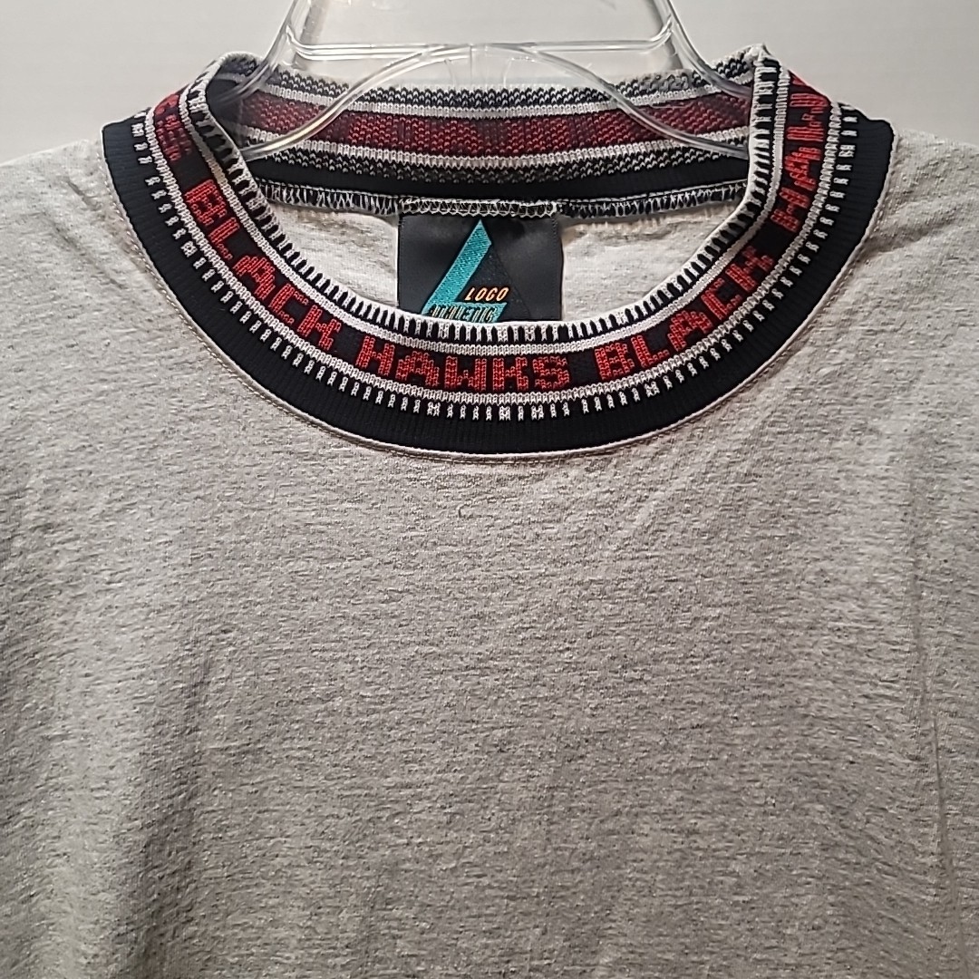 Vintage 90s Logo Athletic Chicago Blackhawks Woven Collar T-Shirt Single Stitch Vintage 90s Logo Athletic Chicago Blackhawks Woven Collar T-Shirt Single Stitch