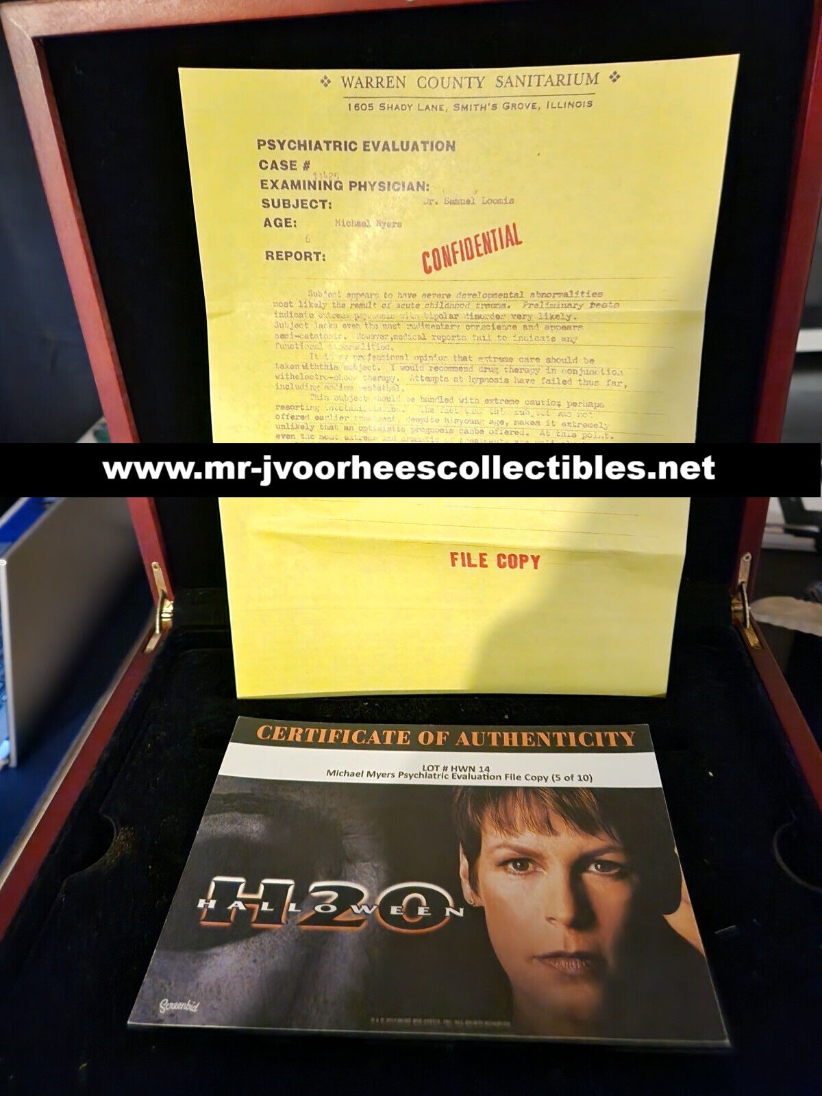 Halloween H20 Original Production Used Michael Myers Psychiatric Evaluation Prop
