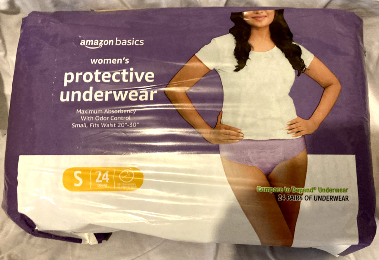 2 Pkgs Incontinence (Pullups), Amazon Basics, Small, Women's, 24  inPkg=48 Total