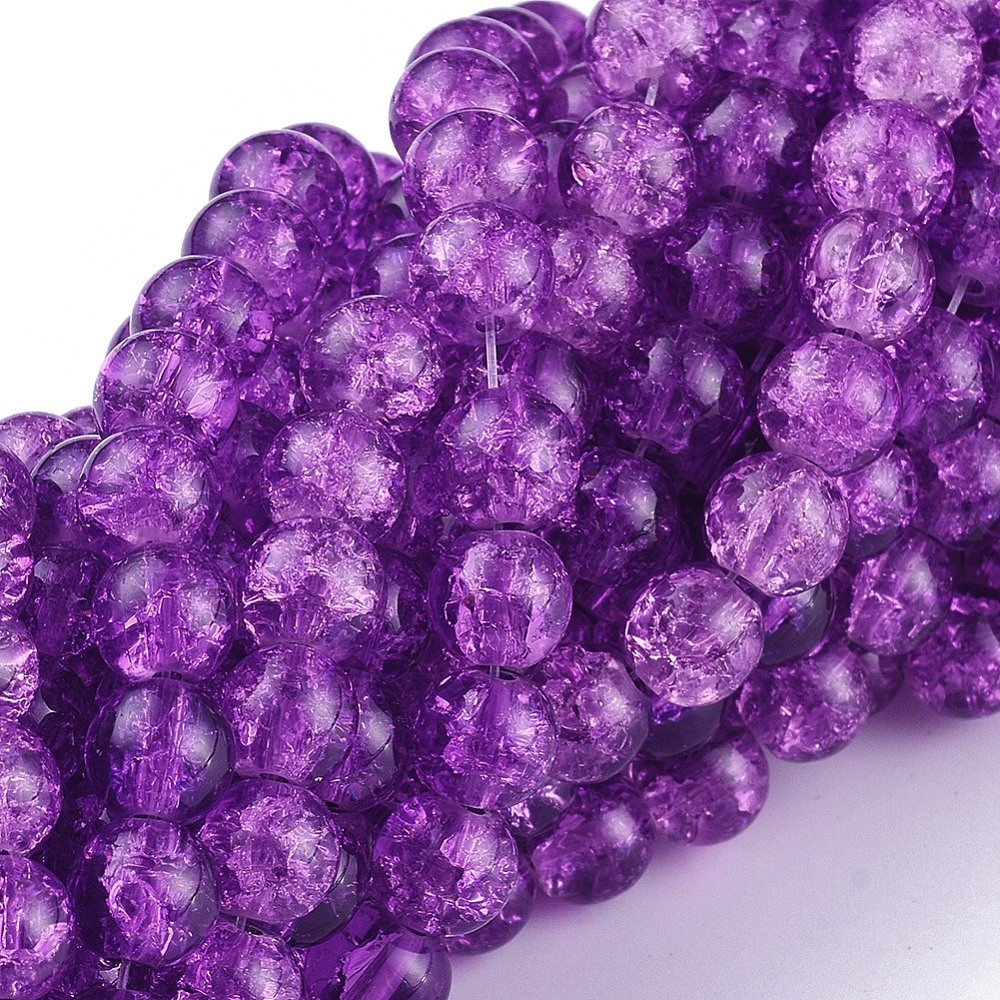130pcs Crackle Glass Purple Round Beads Spacer Beads for Jewelry Bracelet Making 130pcs Crackle Glass Purple Round Beads Spacer Beads for Jewelry Bracelet Making