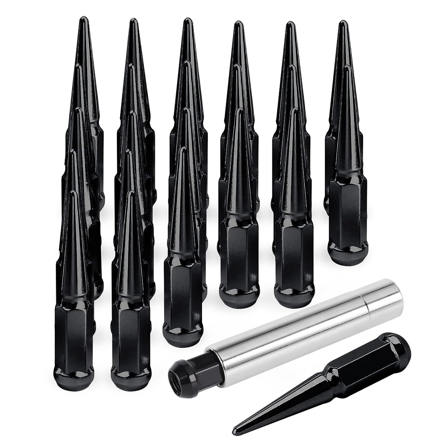 24 PCS black Spike Lug Nuts 14x1.5 For Chevy Silverado Tahoe 4.4\
