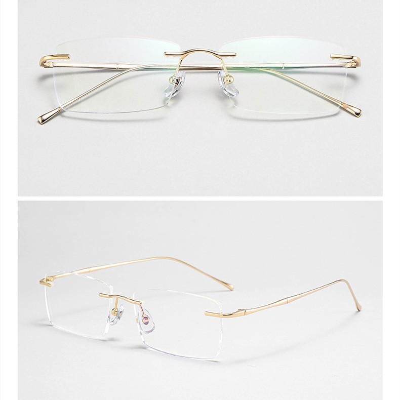 Titanium Rimless Ultralight Gold Eyeglasses Frames For Men Women 55 16-145 mm