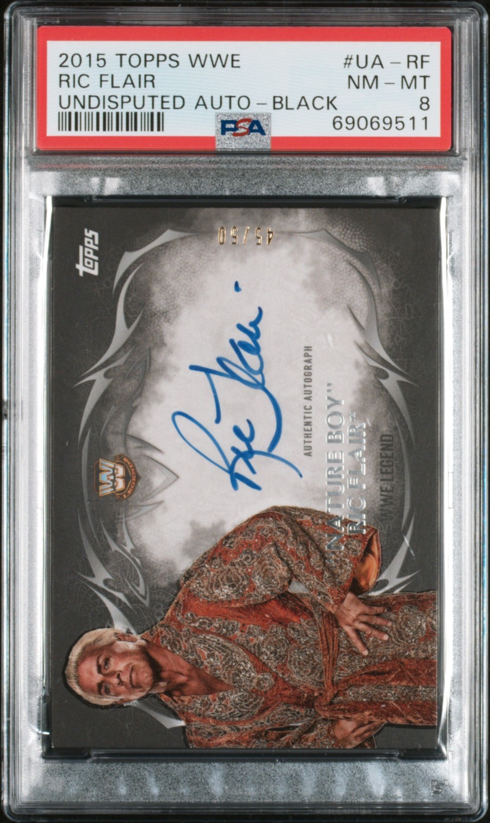 2015 Topps WWE Ric Flair Undisputed Auto-Black PSA 8 45/50 Nature Boy #UA-RF 2015 Topps WWE Ric Flair Undisputed Auto-Black PSA 8 45/50 Nature Boy #UA-RF