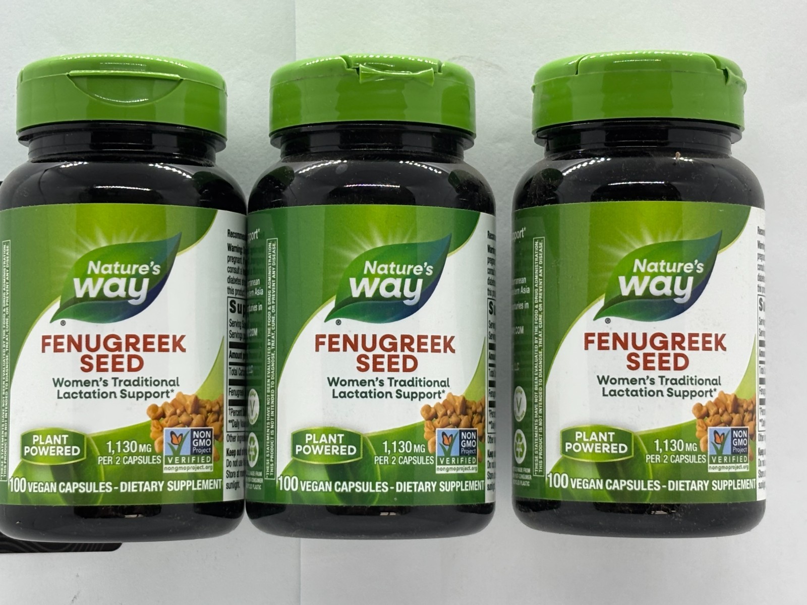 Nature's Way Fenugreek Seed 1130mg 3 x 100 Vegan Caps, EXP 7/29, Nature's Way Fenugreek Seed 1130mg 3 x 100 Vegan Caps, EXP 7/29,