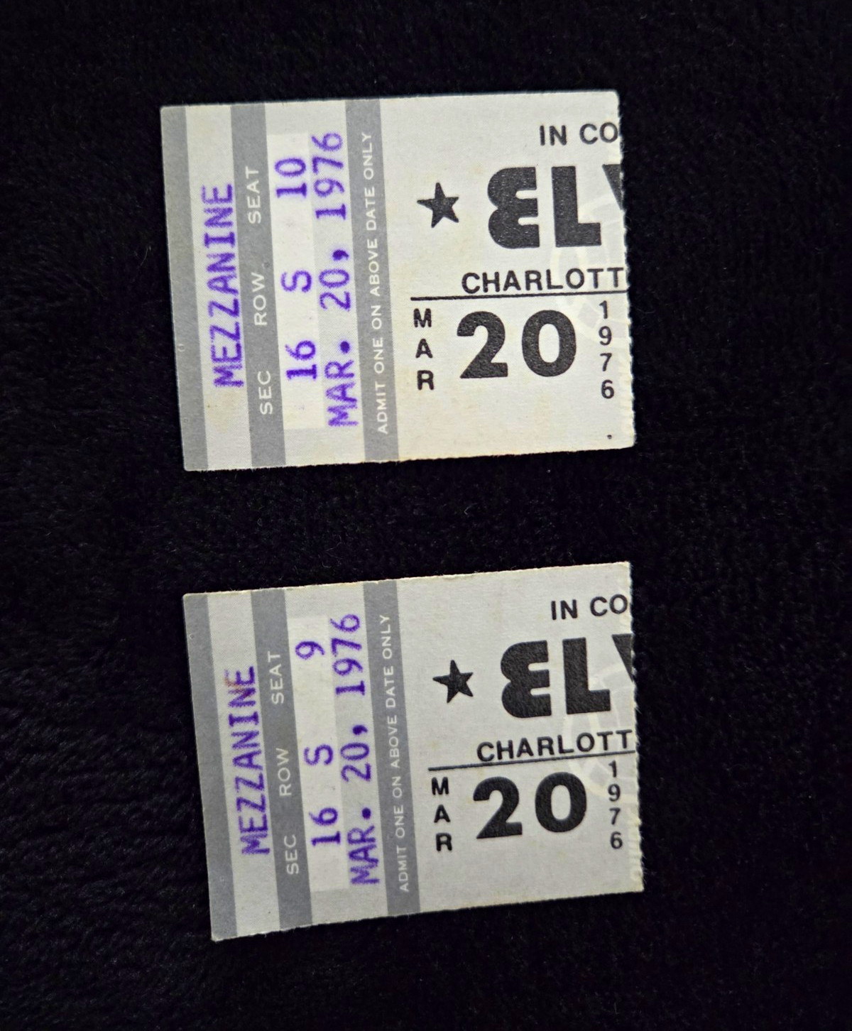 Vintage 1976 Elvis Presley ticket stubs (pair) Vintage 1976 Elvis Presley ticket stubs (pair)