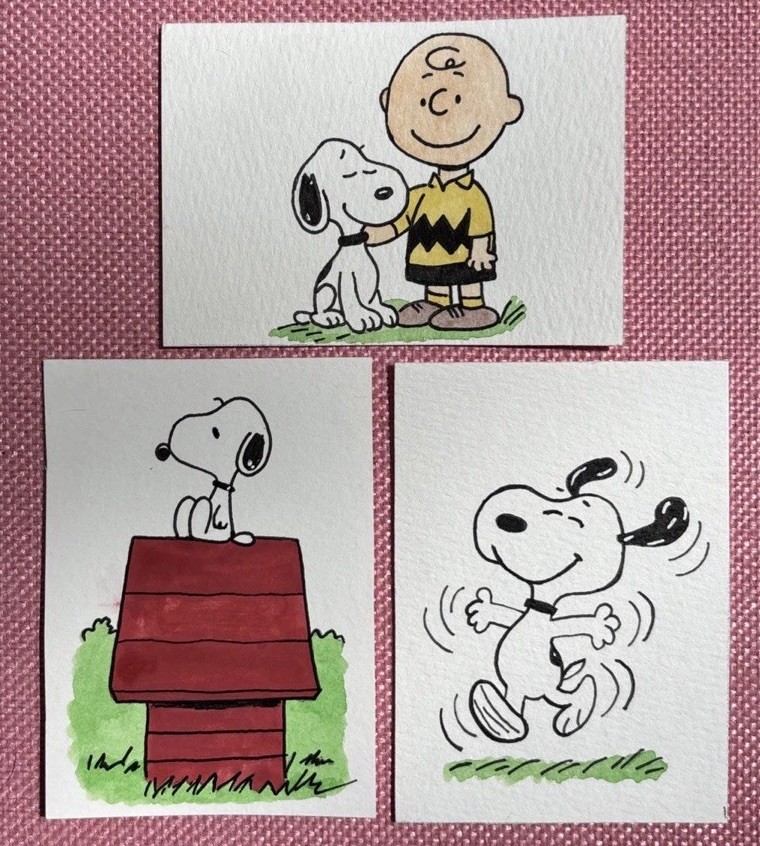 PICK ONE - Snoopy Charlie Brown Peanut ACEO Original Art ATC Watercolor Painting