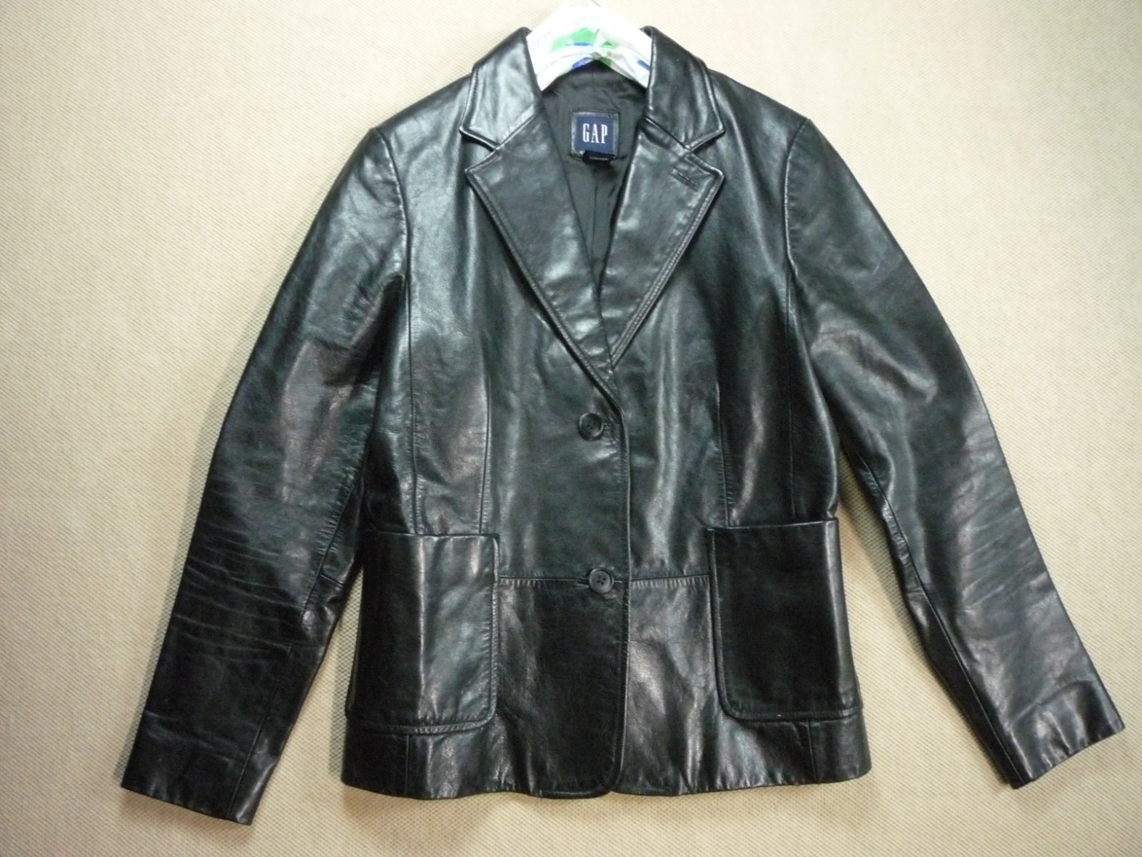 Vintage Y2K Gap Womens Size 4 Black Genuine Leather Blazer Jacket 2002 Vintage Y2K Gap Womens Size 4 Black Genuine Leather Blazer Jacket 2002