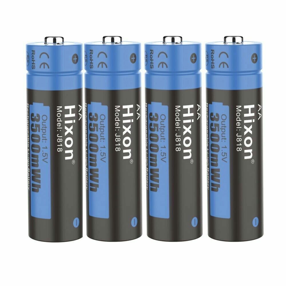 Hixon Lithium Batteries AA 3500mWh Rechargeable Lithium AA Batteries Charger Lot